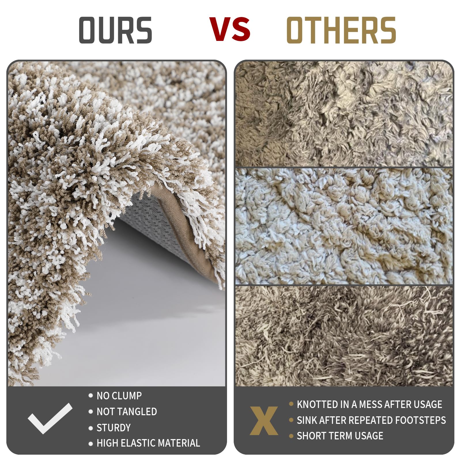 Yimobra Luxury Bathroom Rugs, Fluffy Bath Mats, Non Slip, Water Absorbent Microfiber, Machine Washable, Shaggy Plush Soft Shower