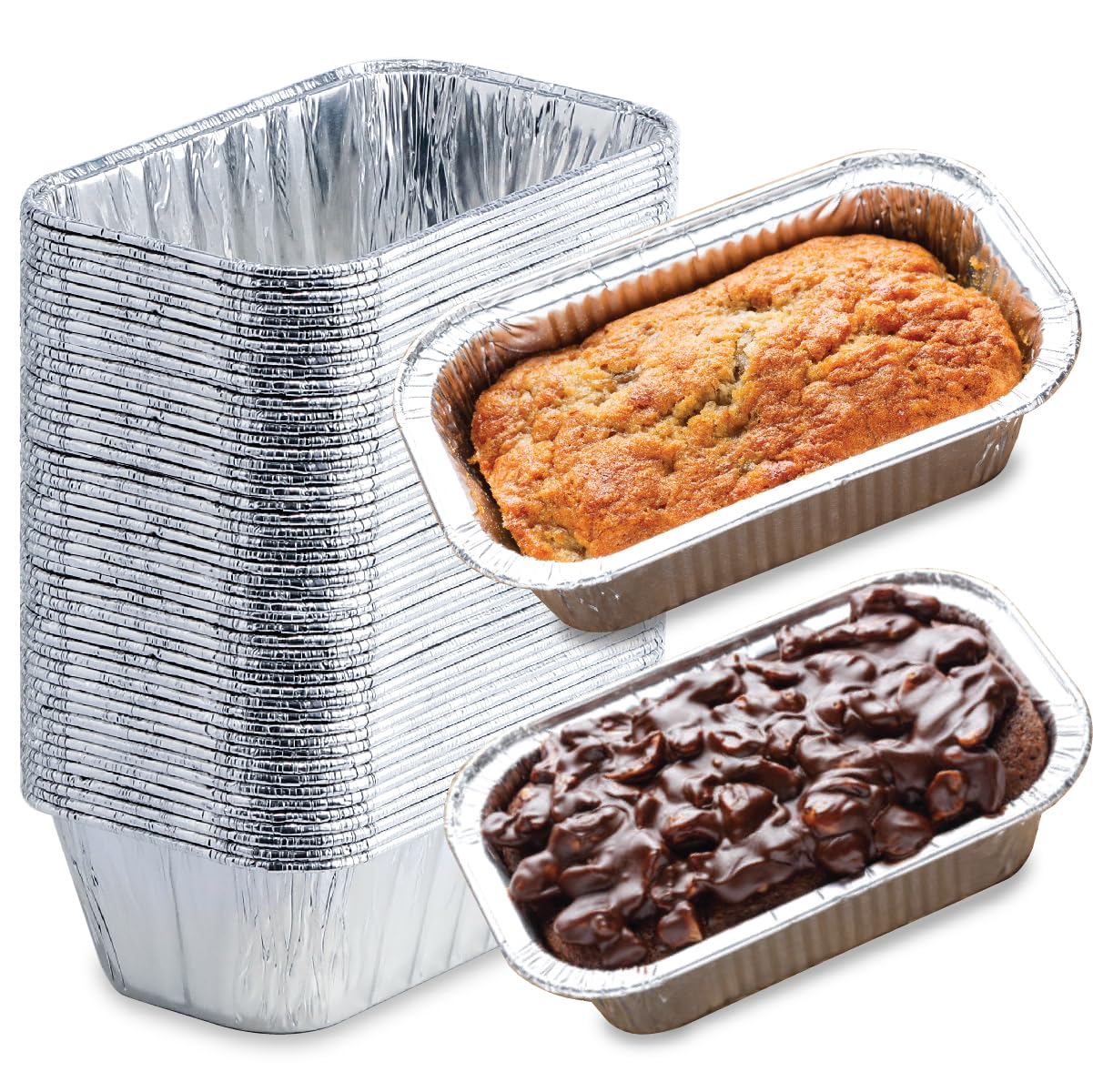 Spare Essentials (35 Pack) 1 Lb Aluminum Foil Mini Loaf Pans - Foil Bread Pans for Baking - Perfect to Bake Individual Bread Loa