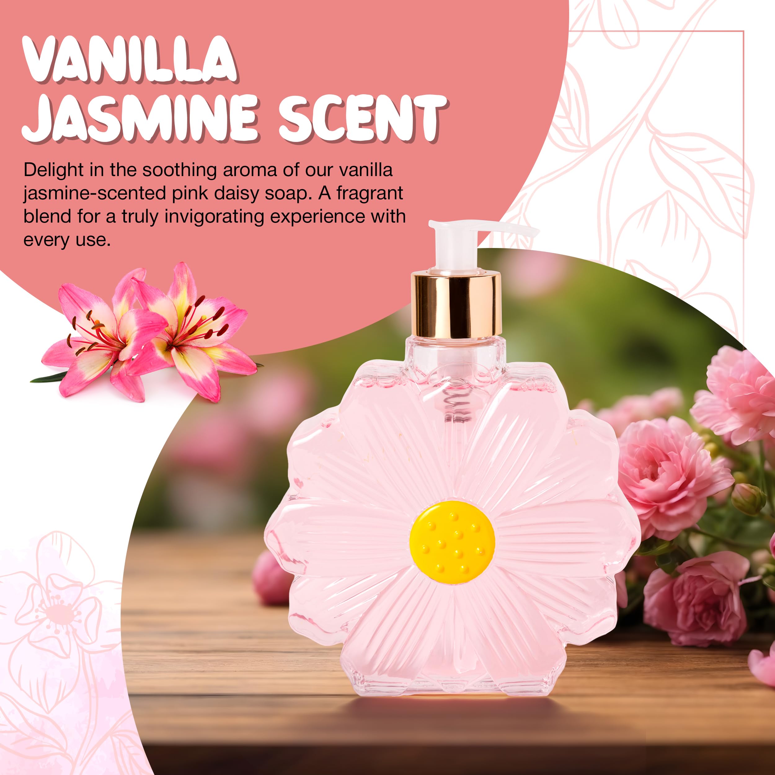 Simple Pleasures Pink Daisy Soap Dispenser - Cute Hand And Dish Soap Dispenser For Kitchen And Bathroom D  Cor - Cool Liquid Soa