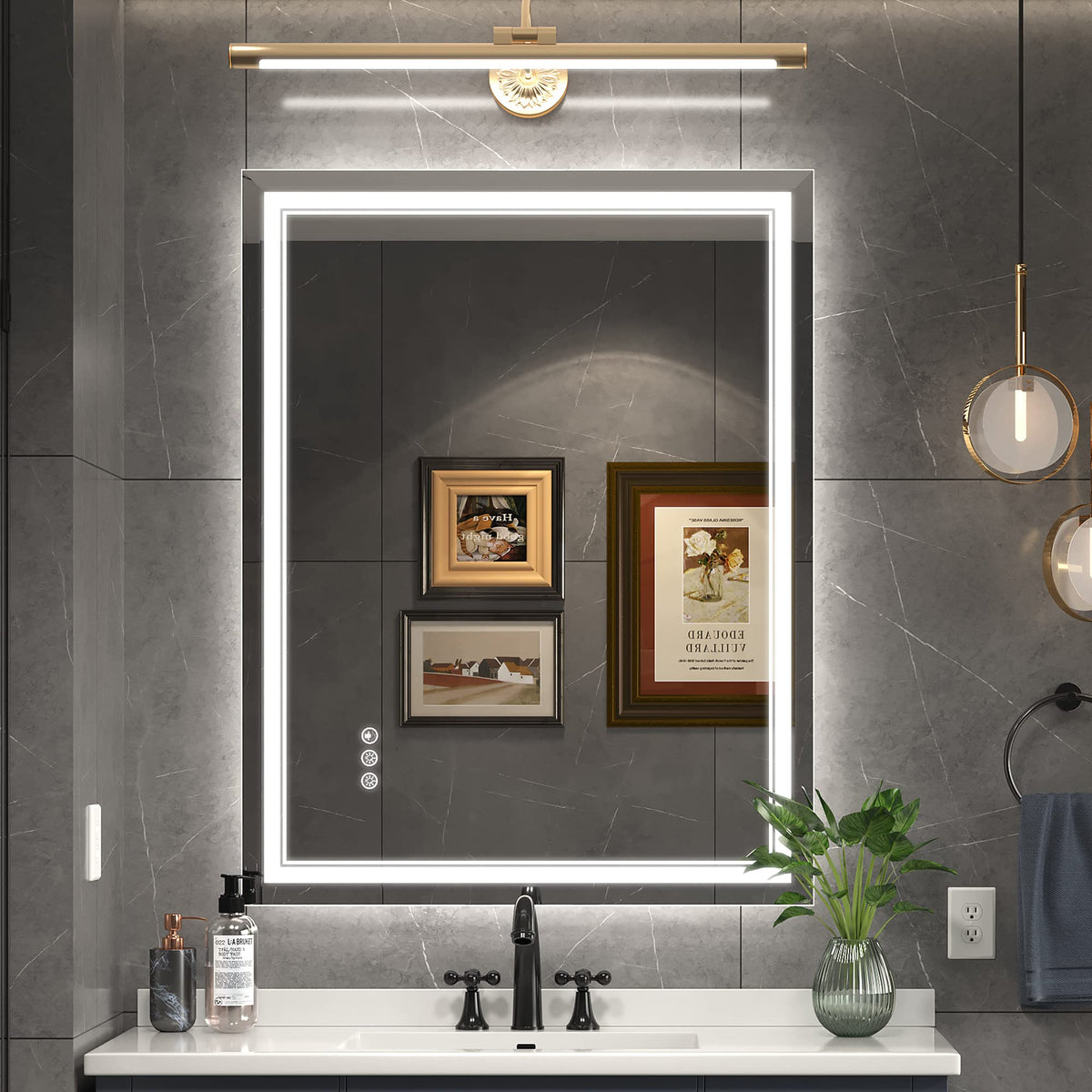 Ratsamee 28X36 Inch Led Mirror For Bathroom With Front Light And Backlit, Dimmable Anti Fog Wall Bathroom Mirror With Led Lights