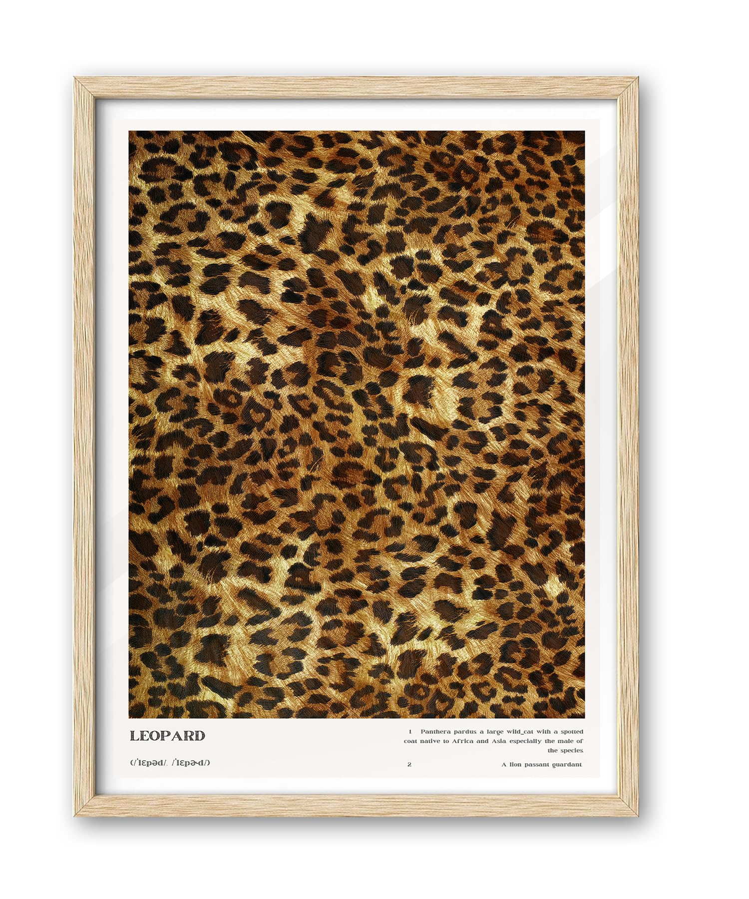 Ihery Natural Oak Wood Leopard Definition Framed Wall Art, 12X16 In Above Bed Bedroom Canvas Wall Decor, Trendy Gold Rosettes Ab