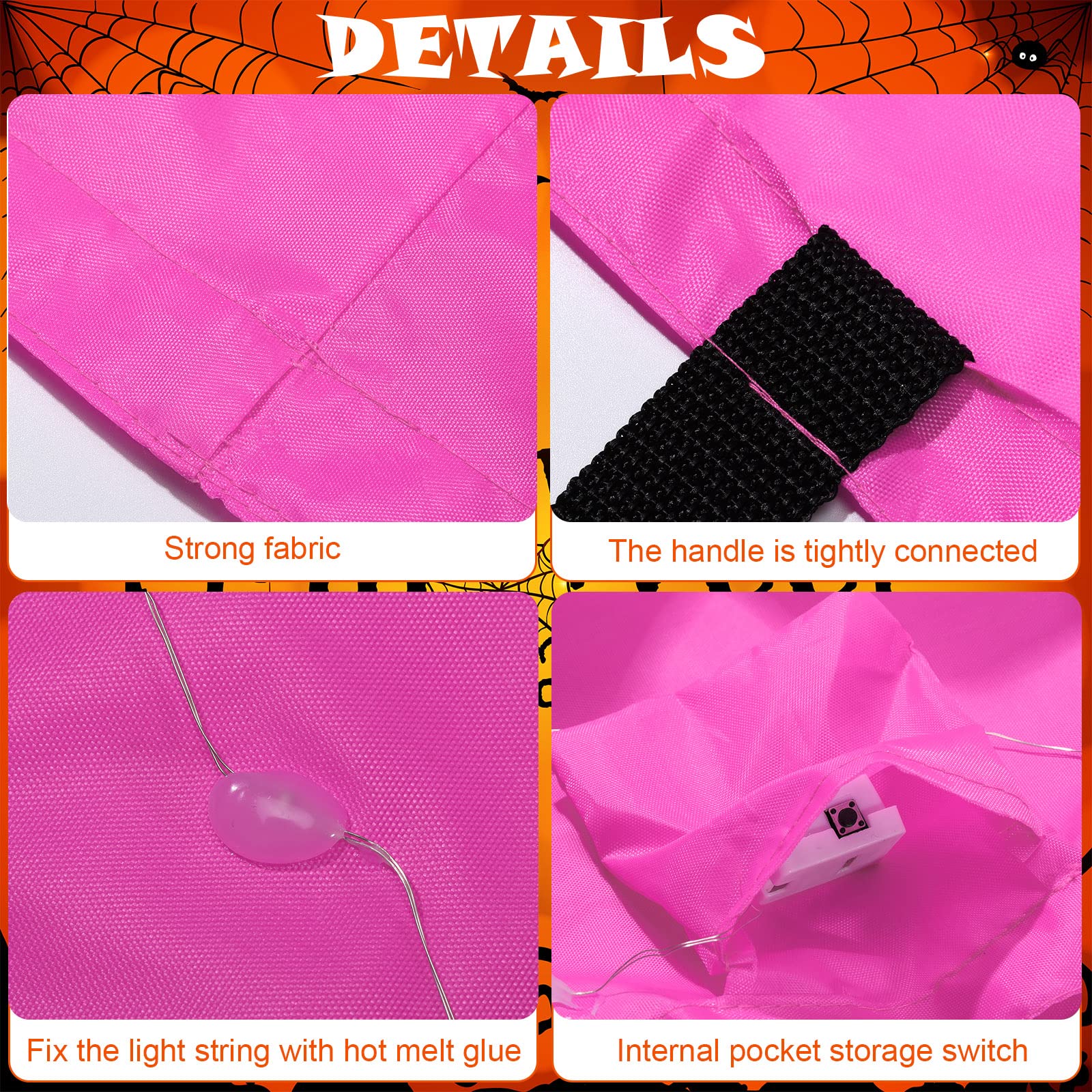 2 Pieces Led Light Halloween Candy Bags Light Up Halloween Bucket Trick Or Treat Bags Light Up Candy Bags Multipurpose Reusable