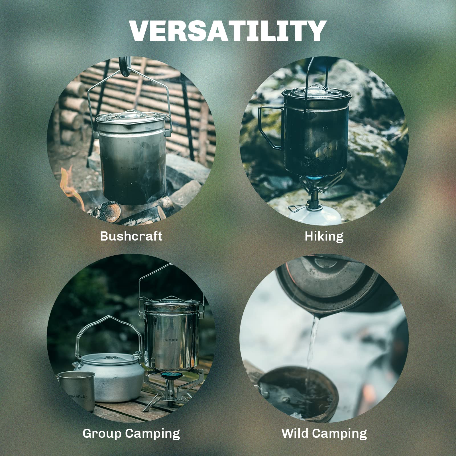 Fire Maple Antarcti 1.2L Camping Pot with Lid | SUS304 Stainless Steel Bushcraft Gear | Hangable Campfire Cooking Equipment