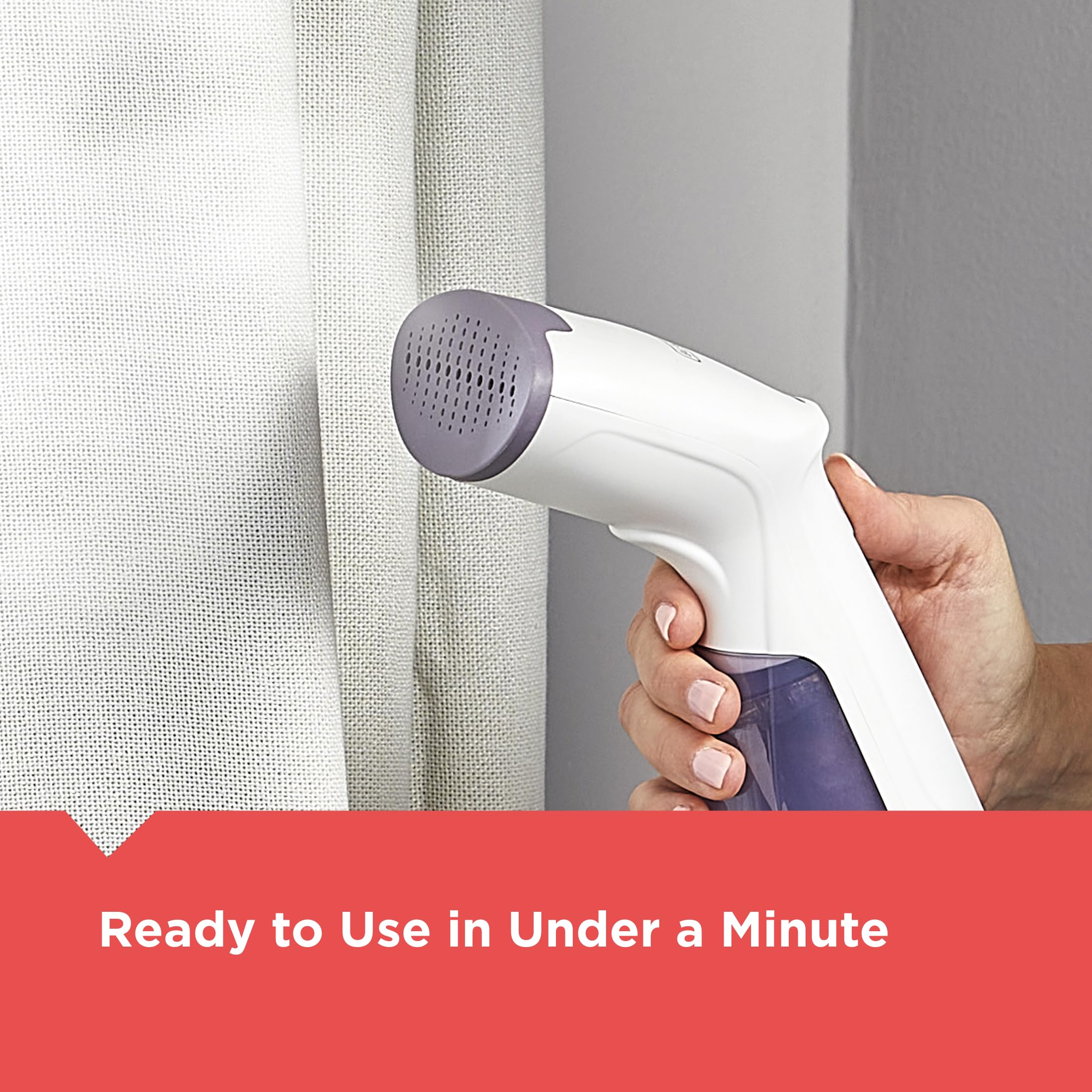 Black+Decker Compact Handheld Steamer, Hgs012P, 25-Second Heat Up, 1000 Watts, Removes Wrinkles From Fabrics, Clothing And Uphol