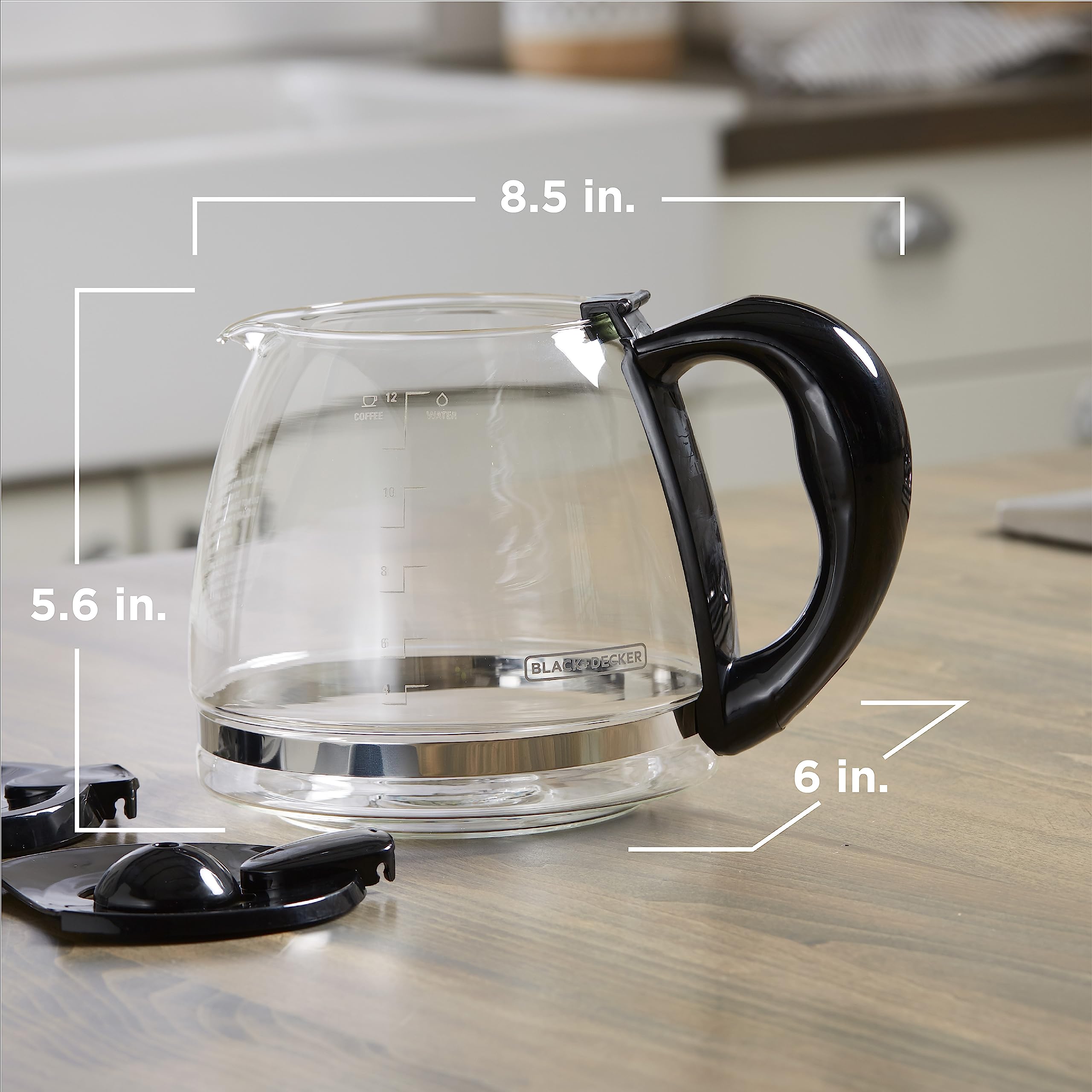 BLACK+DECKER 12-Cup Duralife Glass Carafe, Dishwasher-Safe, 96 Ounces, Black, Model GC3100B
