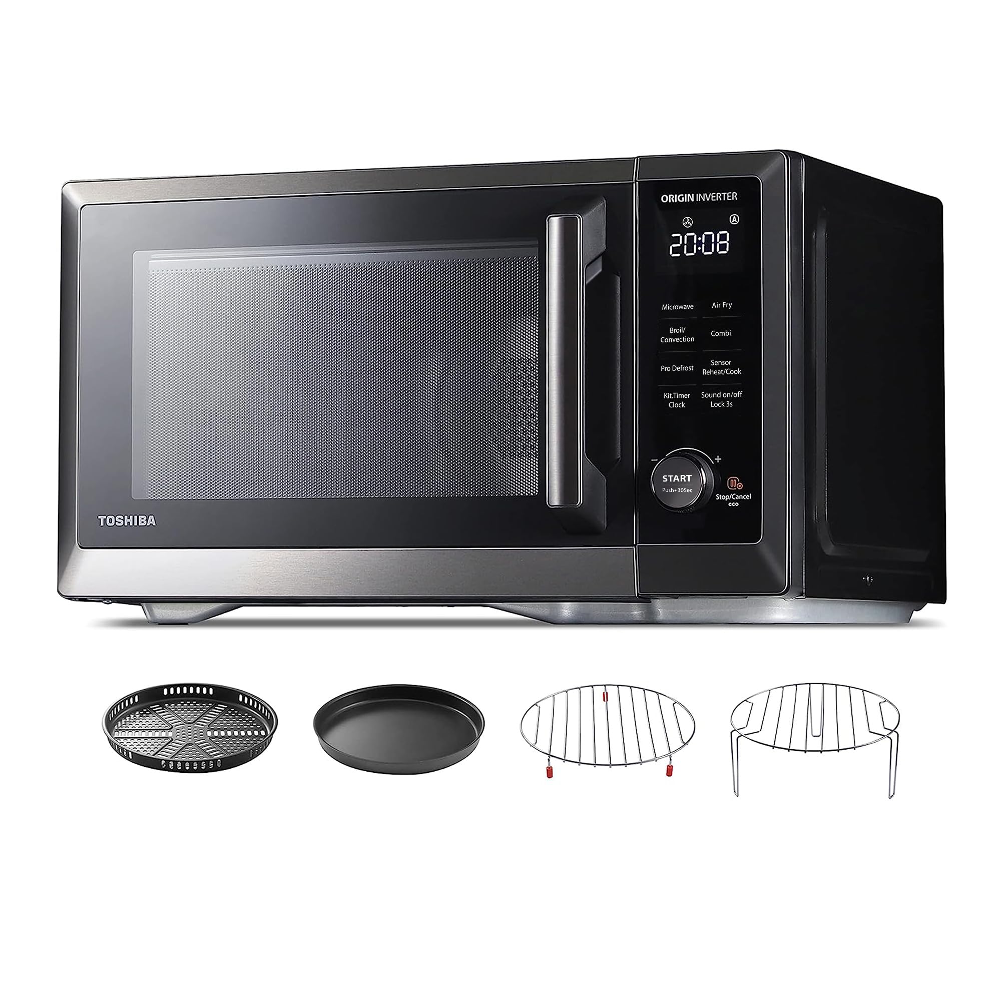 Toshiba 7-In-1 Countertop Microwave Oven Air Fryer Combo, Inverter, Convection, Broil, Speedy Combi, Even Defrost, Humidity Sens
