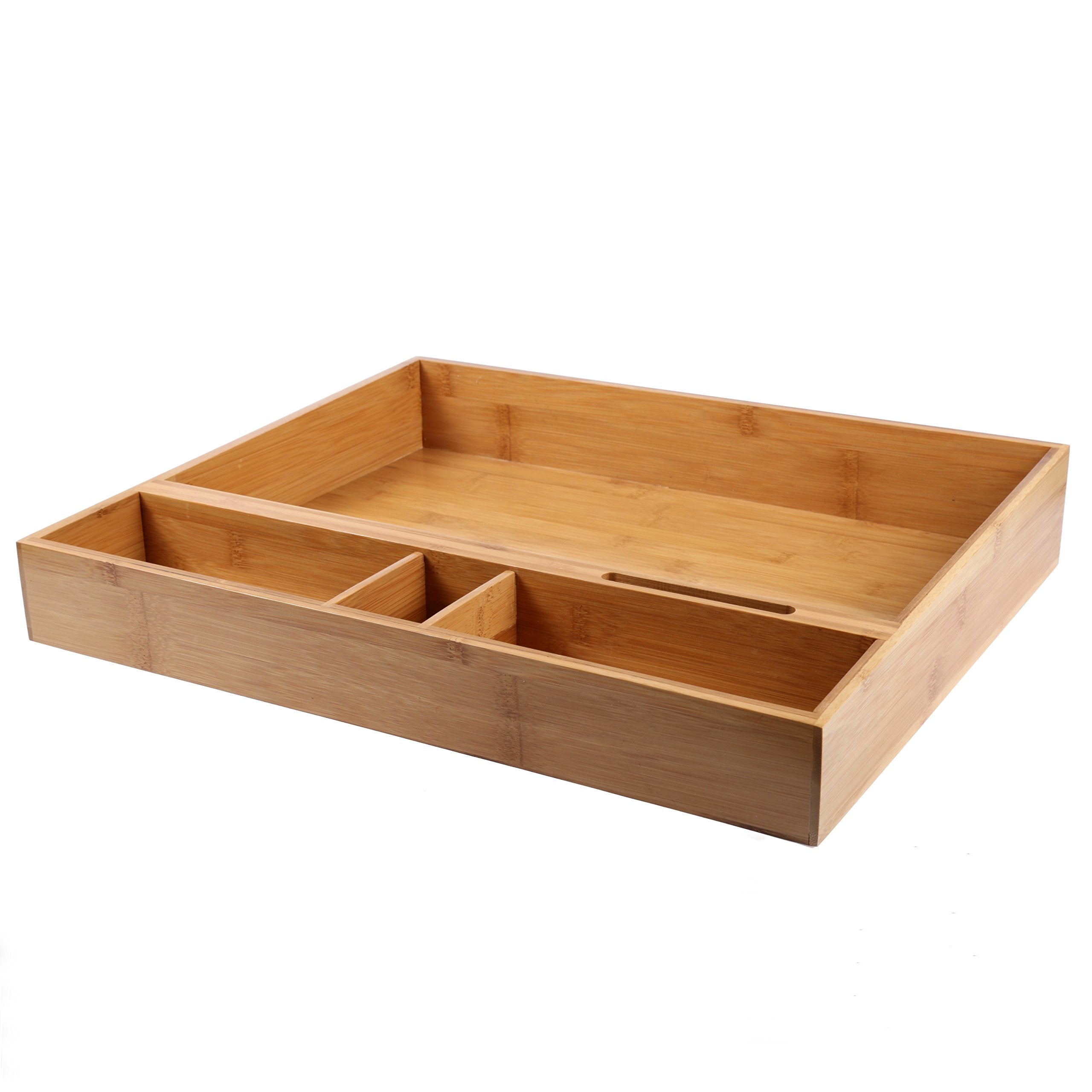 Creative Home Natural Bamboo Multipurpose Organizer Coffee Machine Accessories Storage Tray For Kitchen Countertop Dining Room,