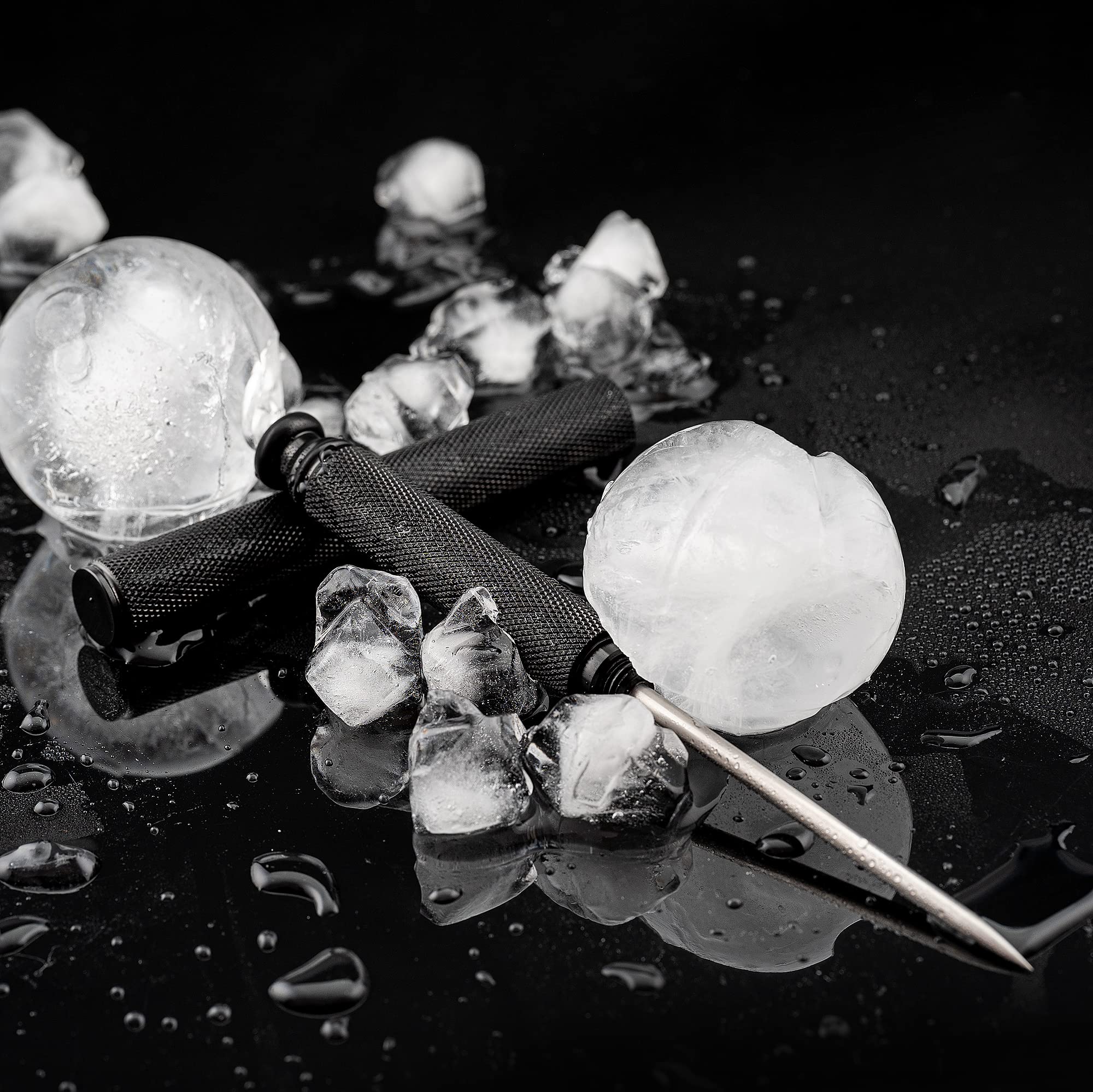 Stainless Steel Ice Pick With Safety Cover, Pick Tool For Breaking Ice, Non-Slip Antiskid Handle For Easy To Grip (Black)