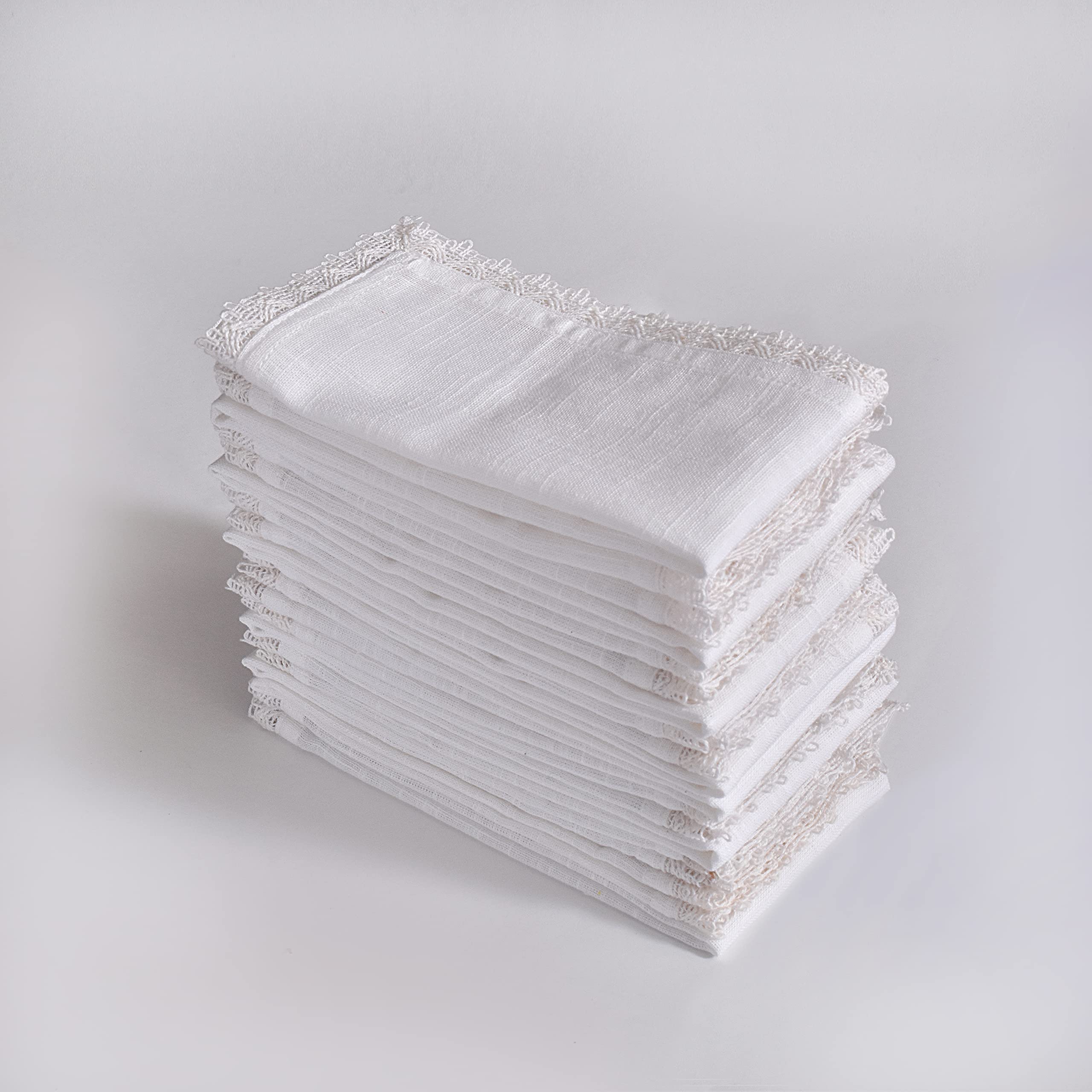 Fingercraft Dinner Cloth Napkins In 100% Cotton, 12 Pieces Small Table Napkins,12 Inches X 12 Inches, Mitered Corners For Every
