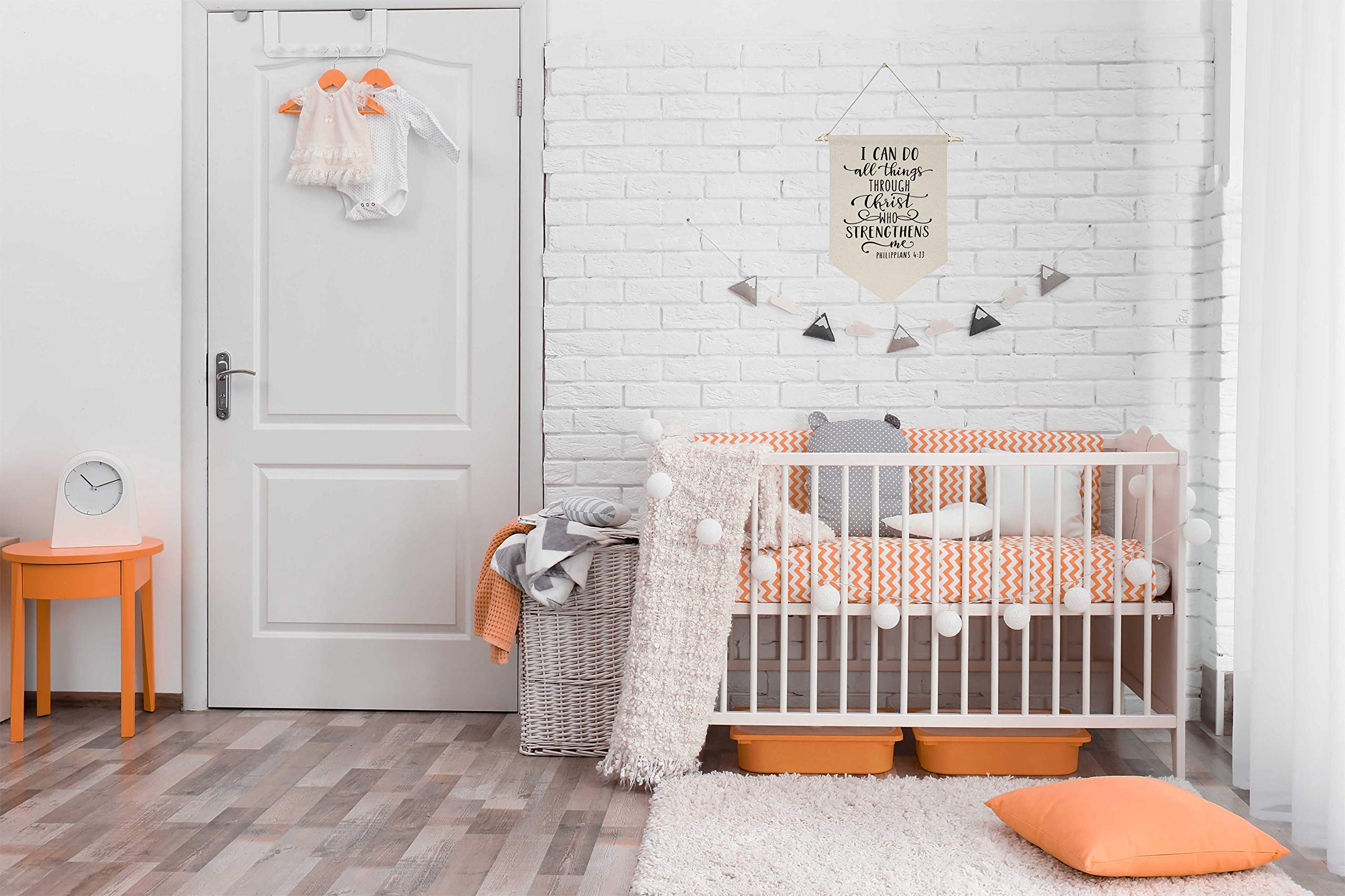 I Can Do All Things Through Christ - Canvas Hanging Flag Banner Wall Sign Decor-Inspirational Gift For Nursery,Kids Room,Living