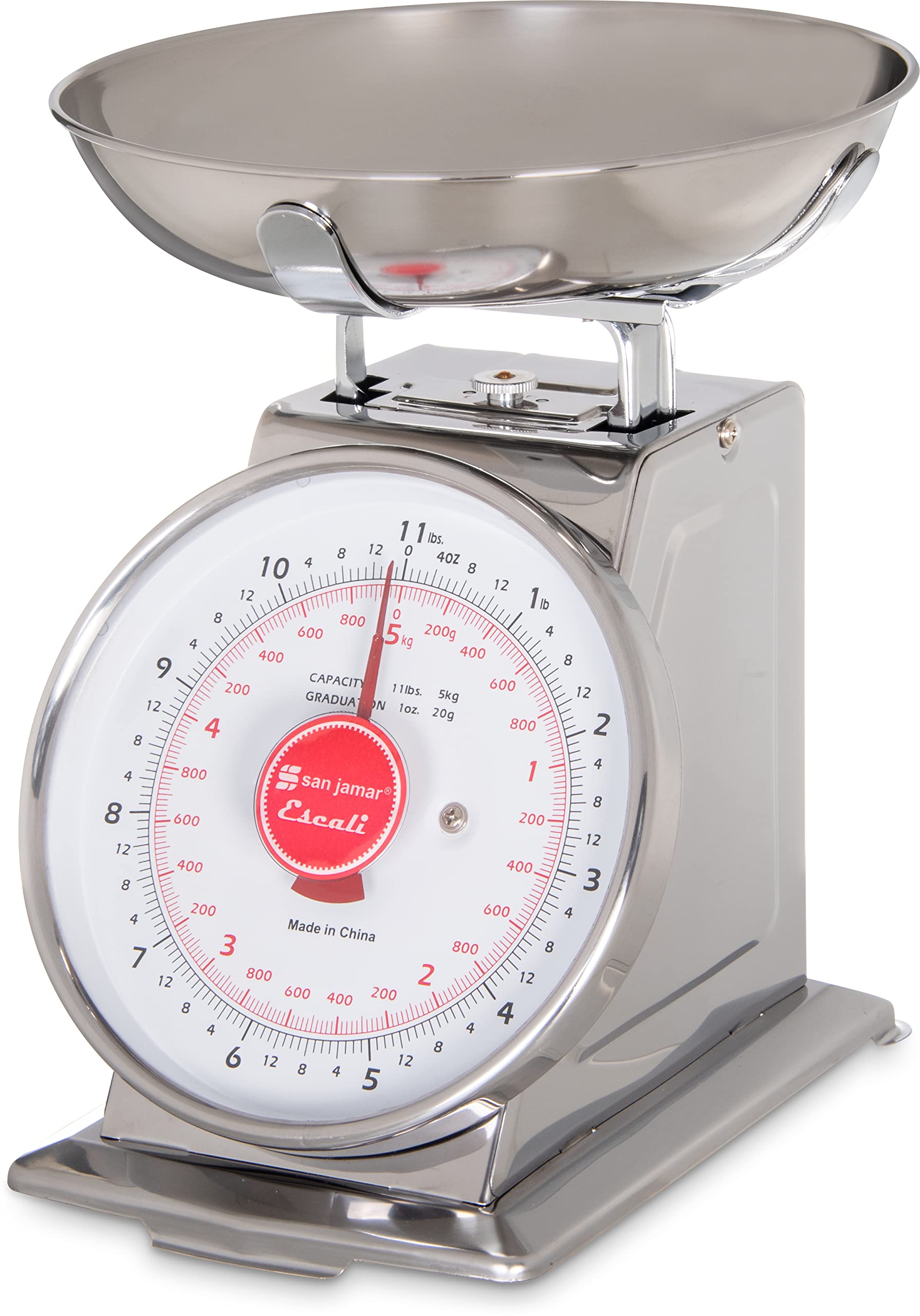 San Jamar Escali Stainless Steel Mechanical Dial Scale With Bowl, Silver
