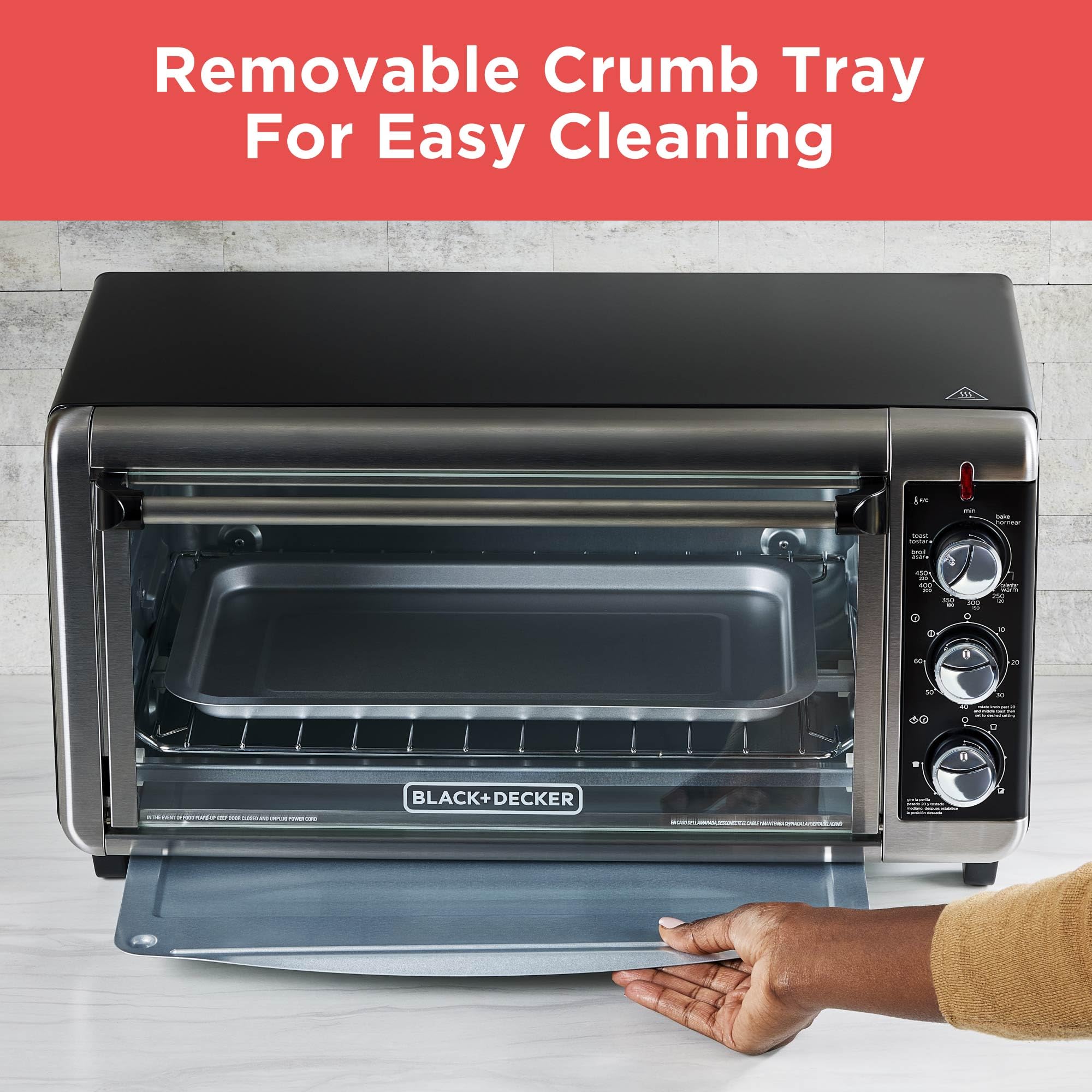 Black+Decker 8-Slice Extra Wide Convection Toaster Oven, Fits 9X13 Oven Pans And 12 Pizza, Bake, Toast, Broil, And Keep Wa