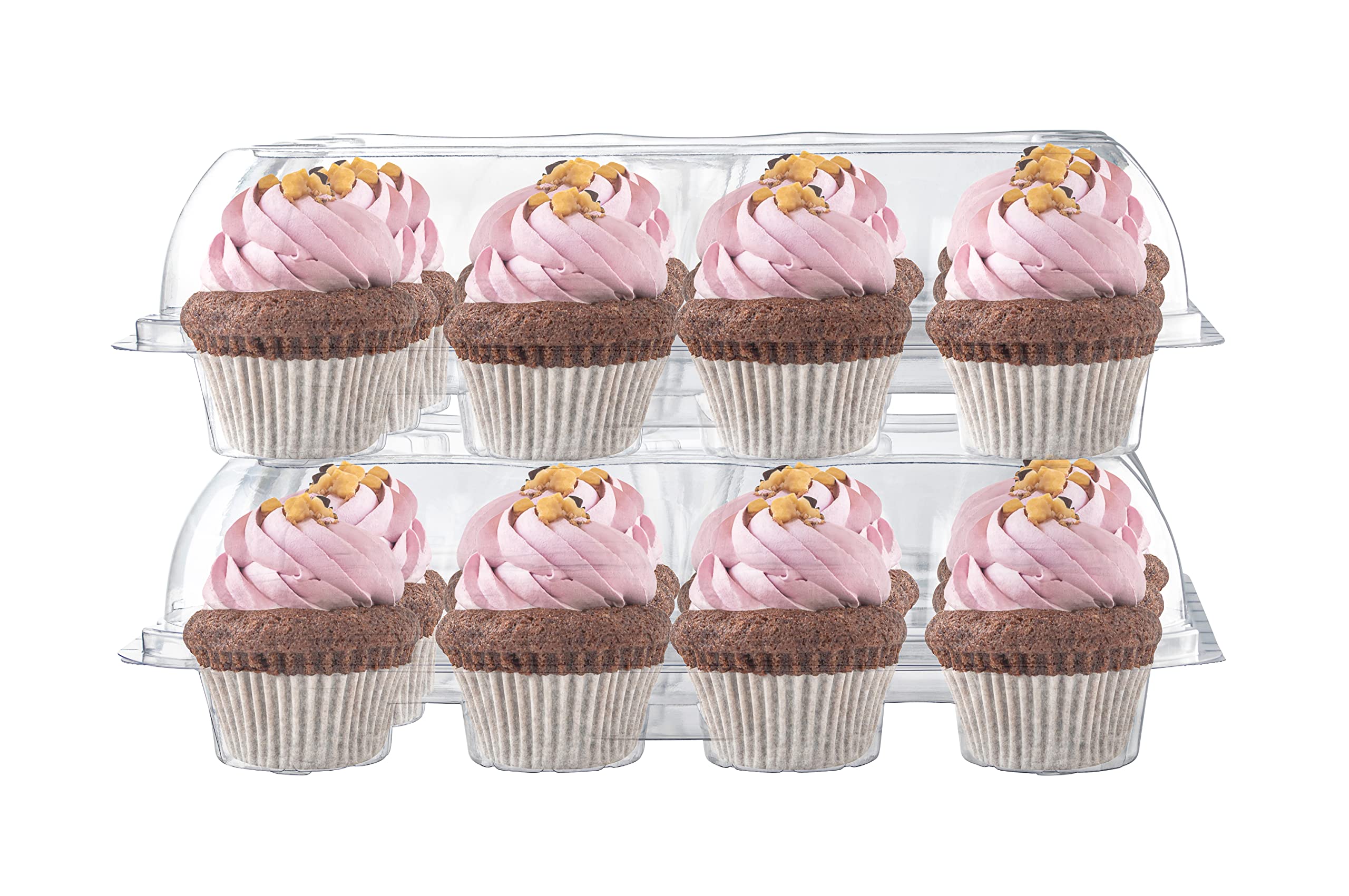 5 Cupcake Containers Plastic Disposable | High Dome Cupcake Boxes 12 Compartment Cupcake Holders Disposable Cupcake Carrier | Do