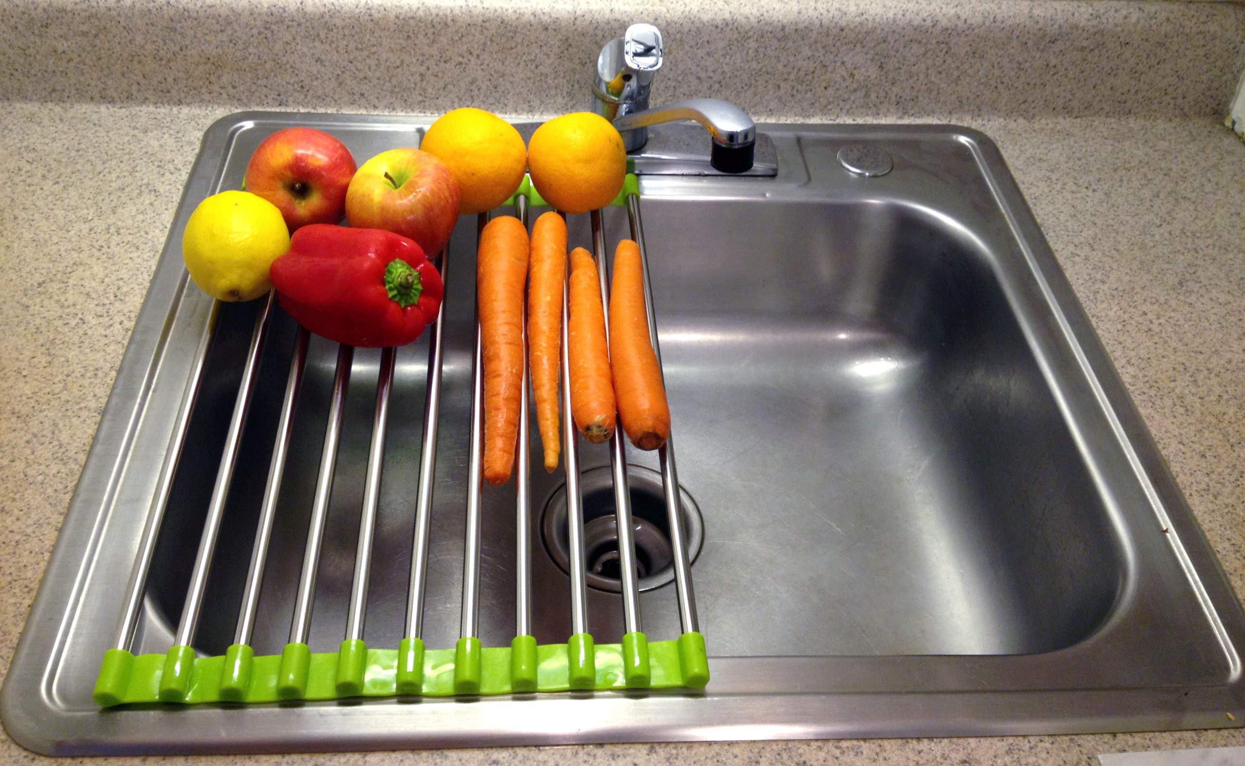 Folding Drain Rack Vegetable Rinsing Station - Stainless Steel Washing Station And Coladnder Drying Tray