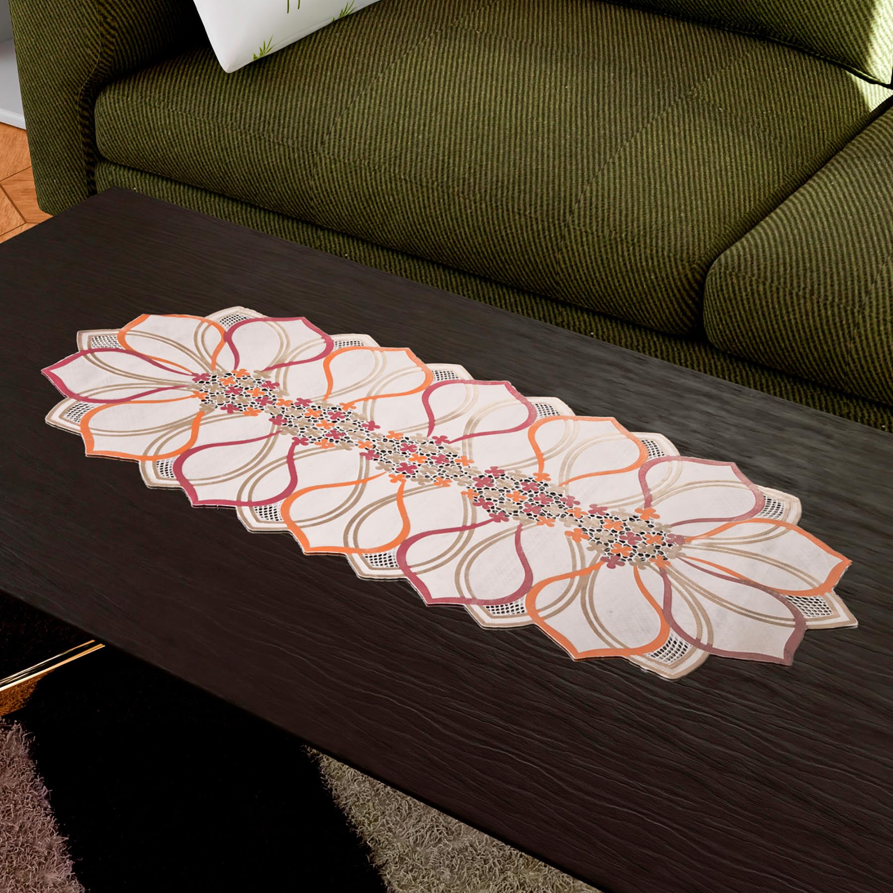 Kuber Industries Table Runner | PVC Dining Table Runner | Center Table Runner | Multi Leaf Table Runner | Table Runner Mat | Tab