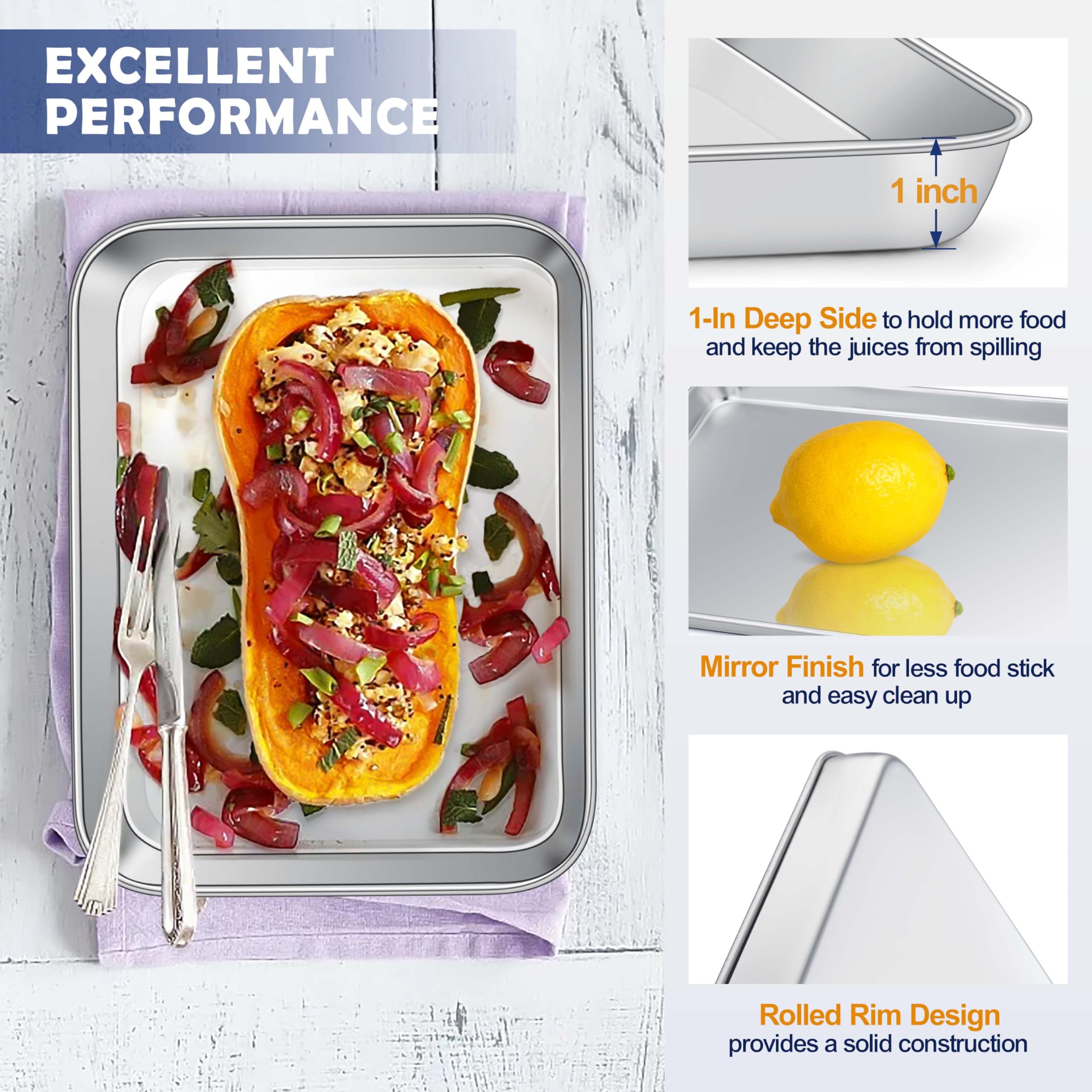 Joyfair Toaster Oven Baking Pan With Rack, 9   X 7    Stainless Steel Small Baking Tray And Cooling Rack Set, Great For Cookies/
