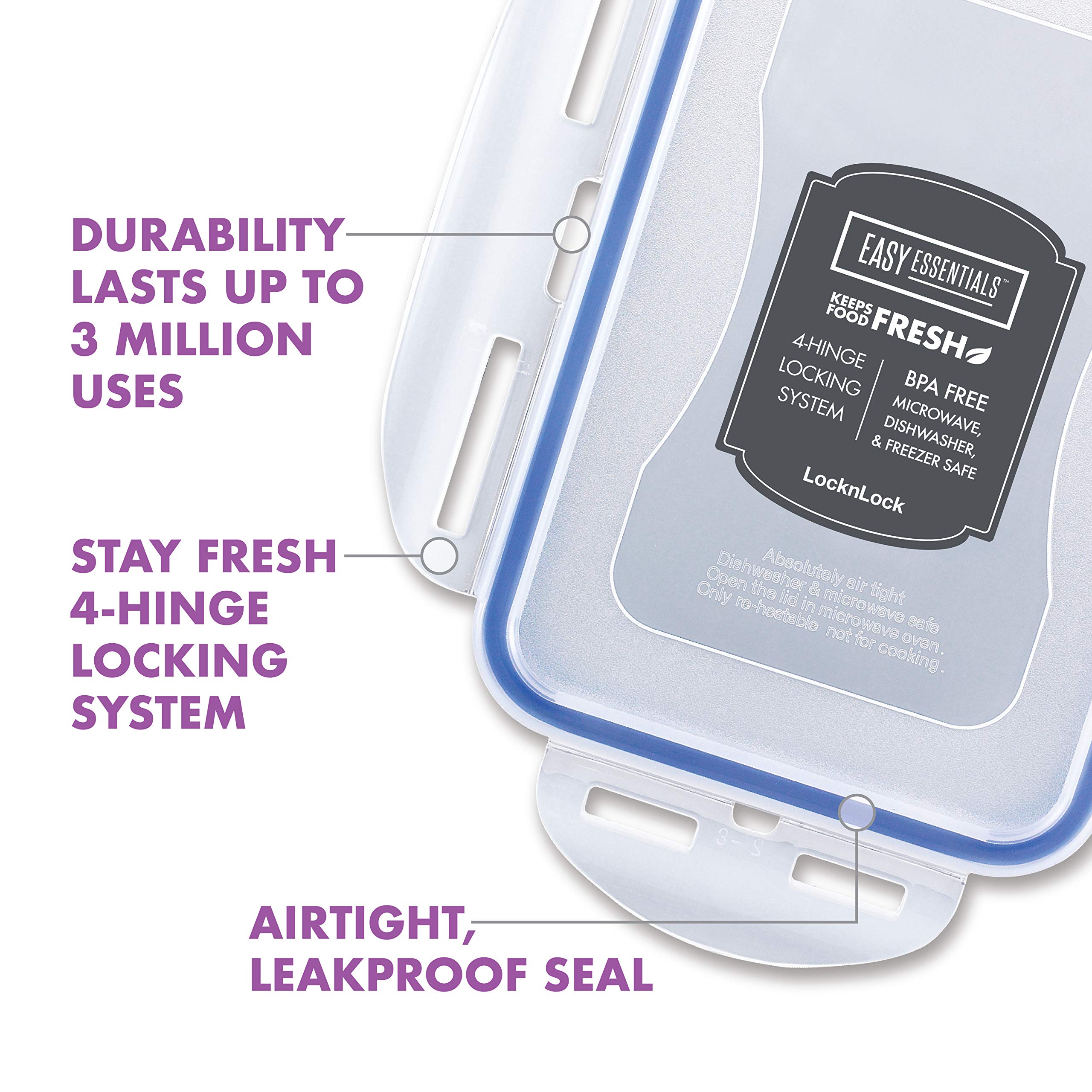 Locknlock Easy Essentials Food Storage Lids/Airtight Containers, Bpa Free, 6-Piece, Clear