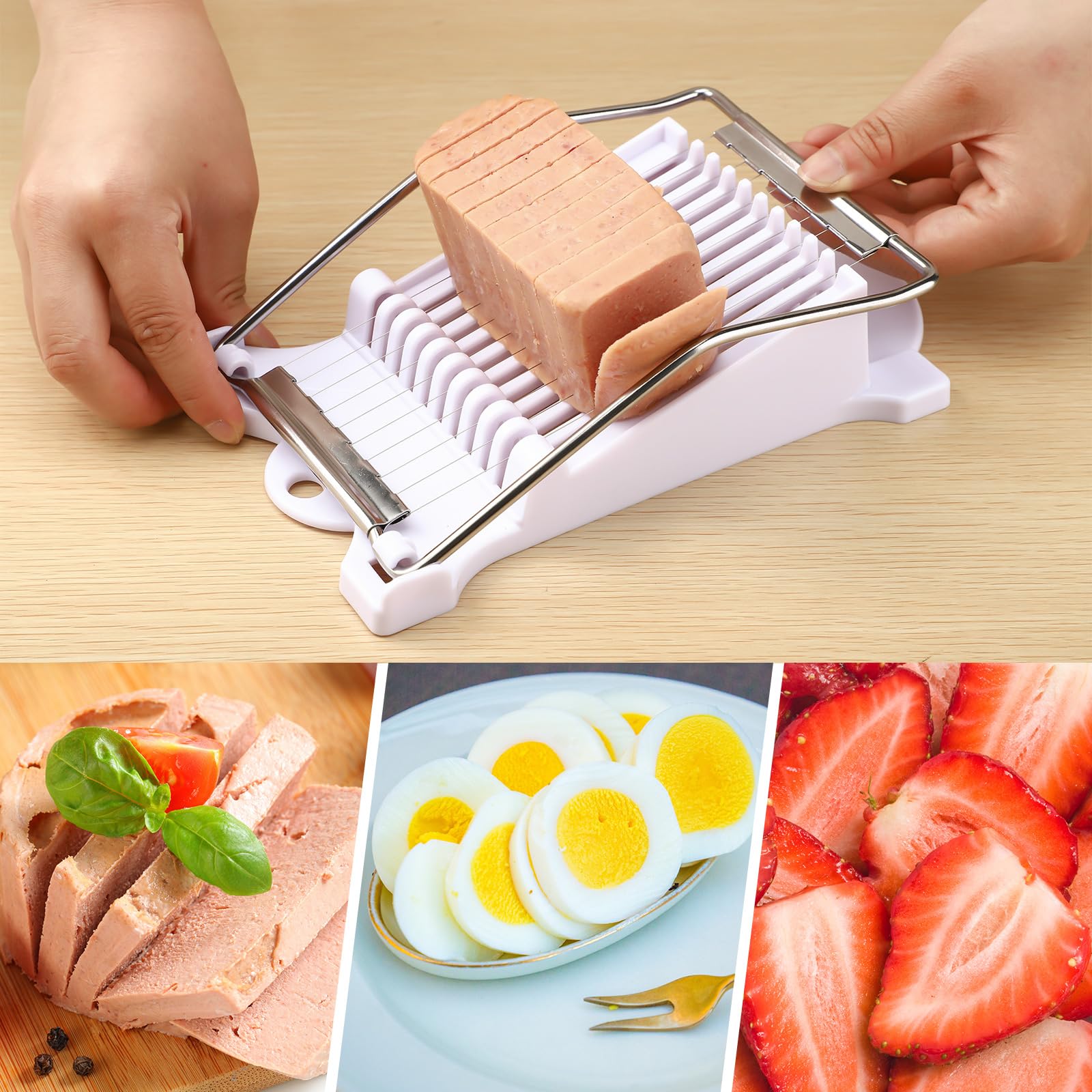 Musubi Maker Kit,2 Acrylic Musubi Mold And 1 Luncheon Meat Slicer Stainless Steel Wires Non Stick Musubi Maker Press Bpa Free Su