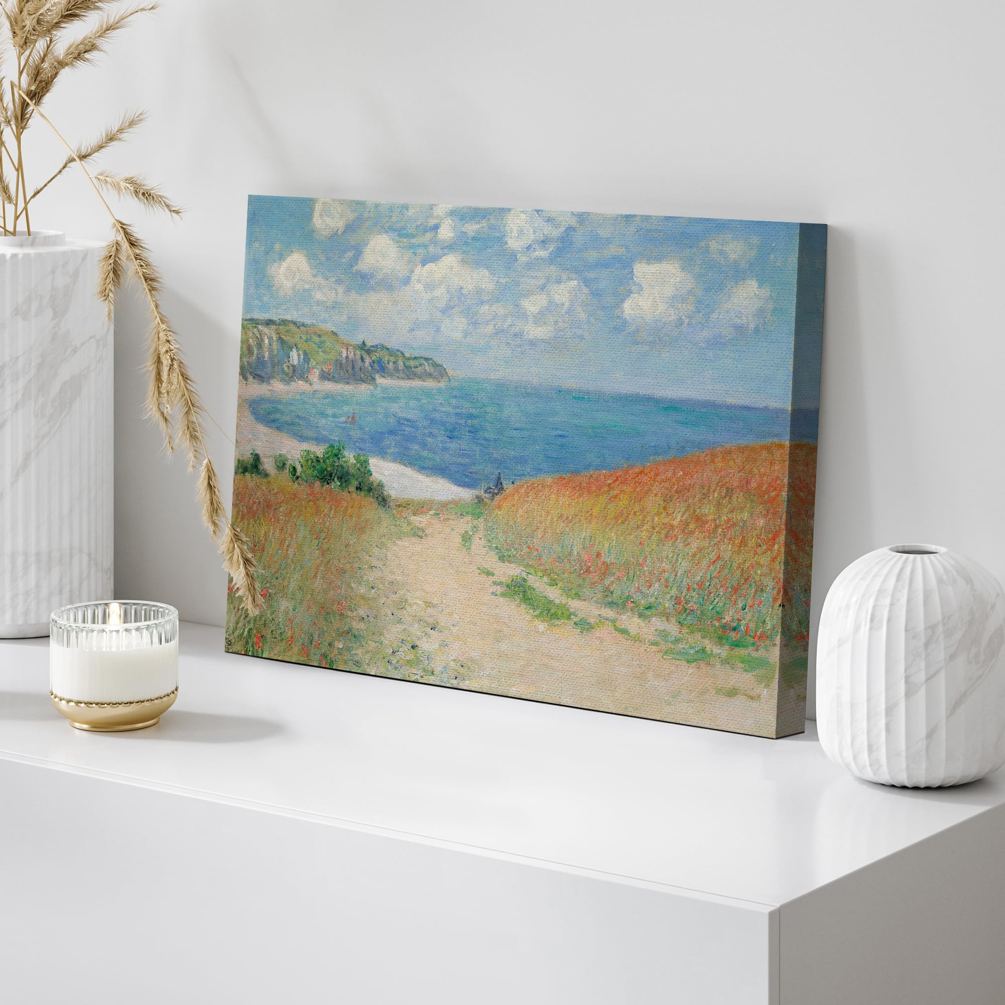 Wall26 Path Through The Corn At Pourville By Claude Monet Giclee Canvas Prints Wrapped Gallery Wall Art | Stretched And Framed R
