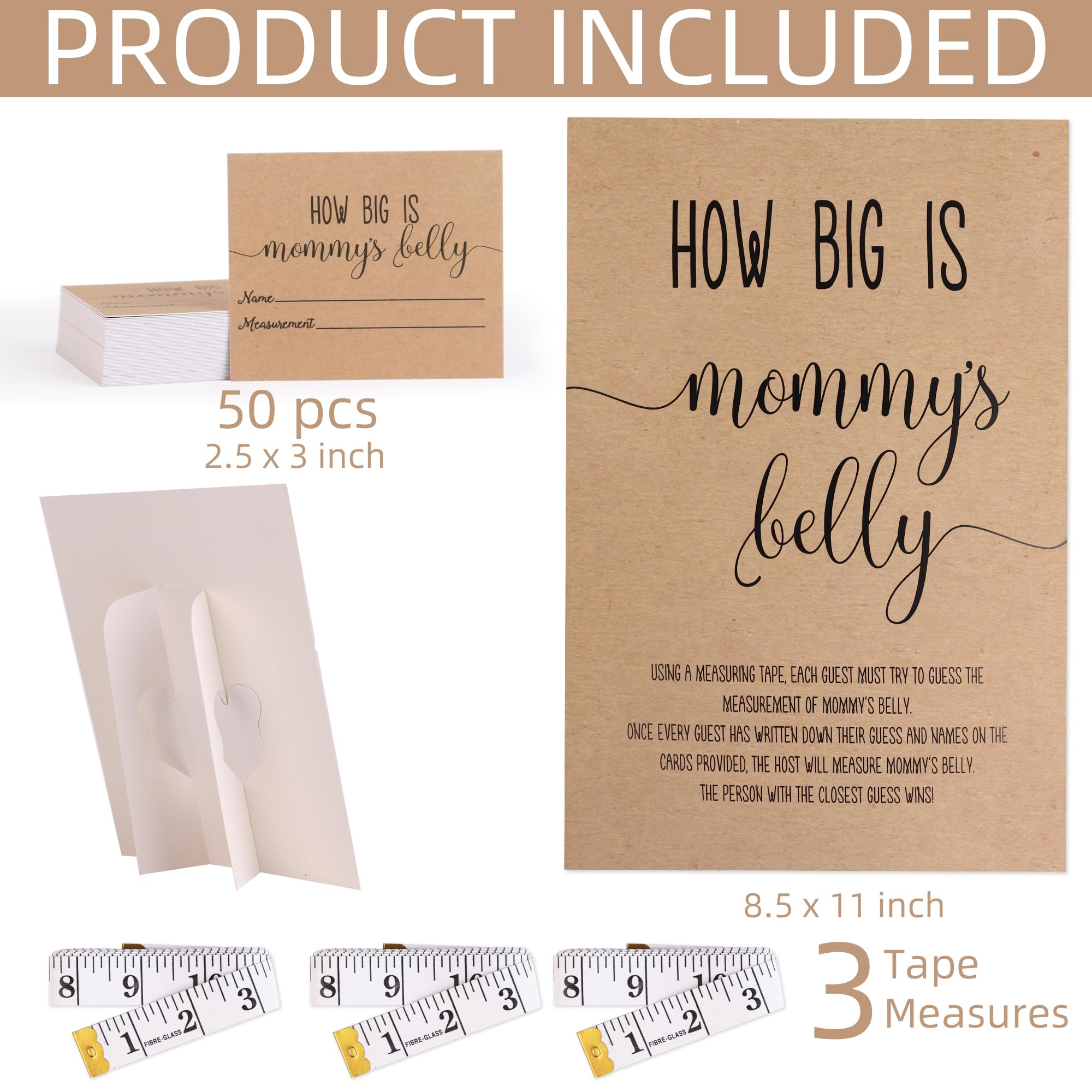 How Big is Mommy's Belly? Kraft (54 Pieces) Fun  Easy Baby Shower Game  Gender Neutral Unisex