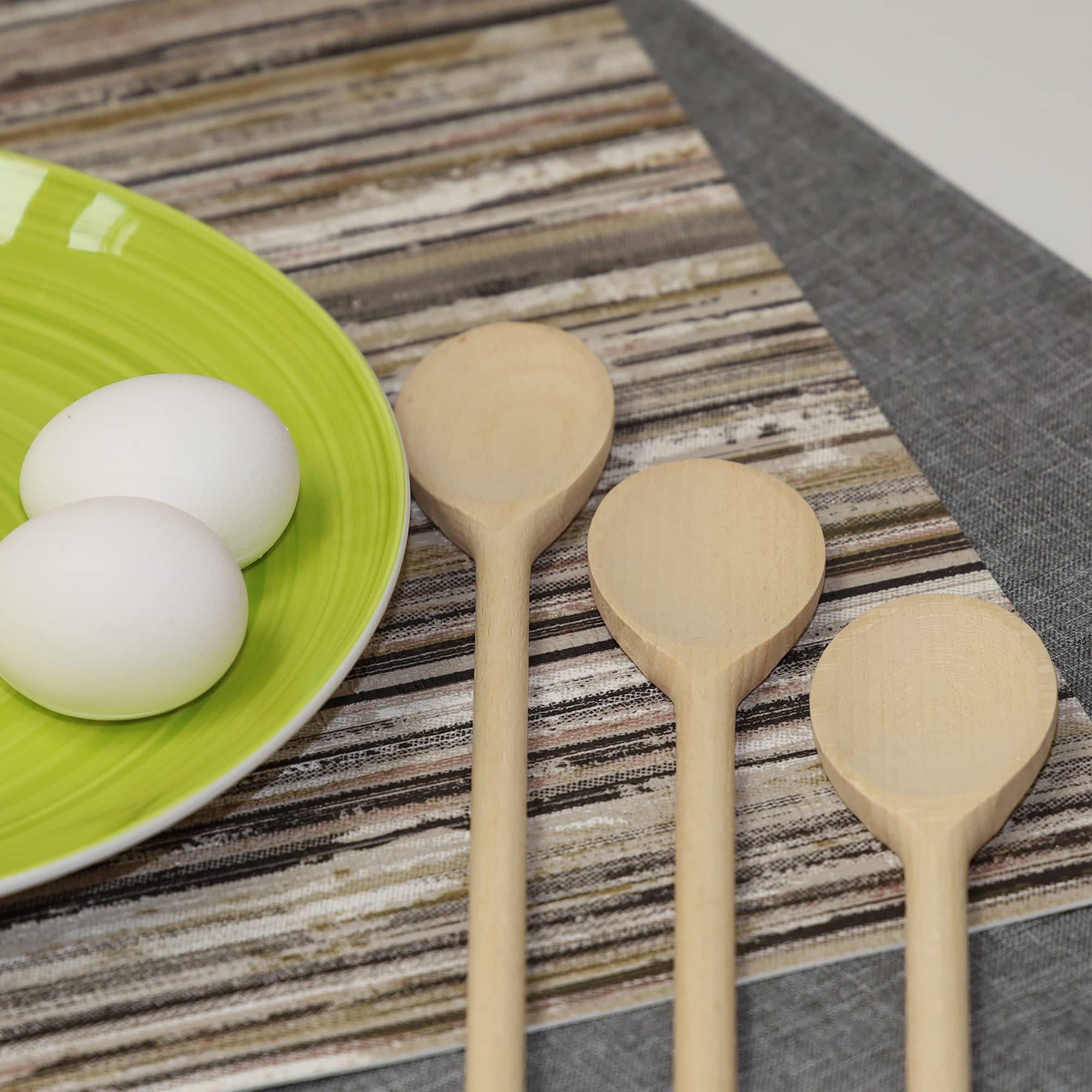 14 Inch Long Wooden Spoons For Cooking - Oval Wood Mixing Spoons For Baking, Cooking, Stirring - Sauce Spoons Made Of Natural Be