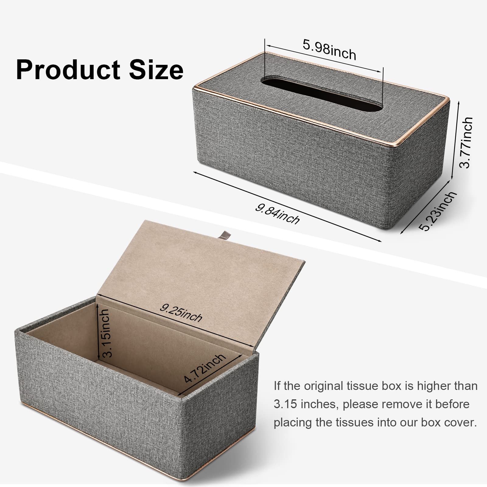 Tissue Box Cover Rectangular, Pu Leather Tissue Box Holder For Kleenex,Napkin,Tissue Box Covers Rectangle For Bathroom Car Home