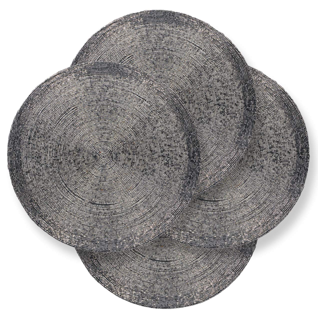 Beaded Placemats For Dining Table - Set Of 4-14 Inches - For Kitchen Decor Scratch Heat Resistant Charger Durable Tablemats - Ro