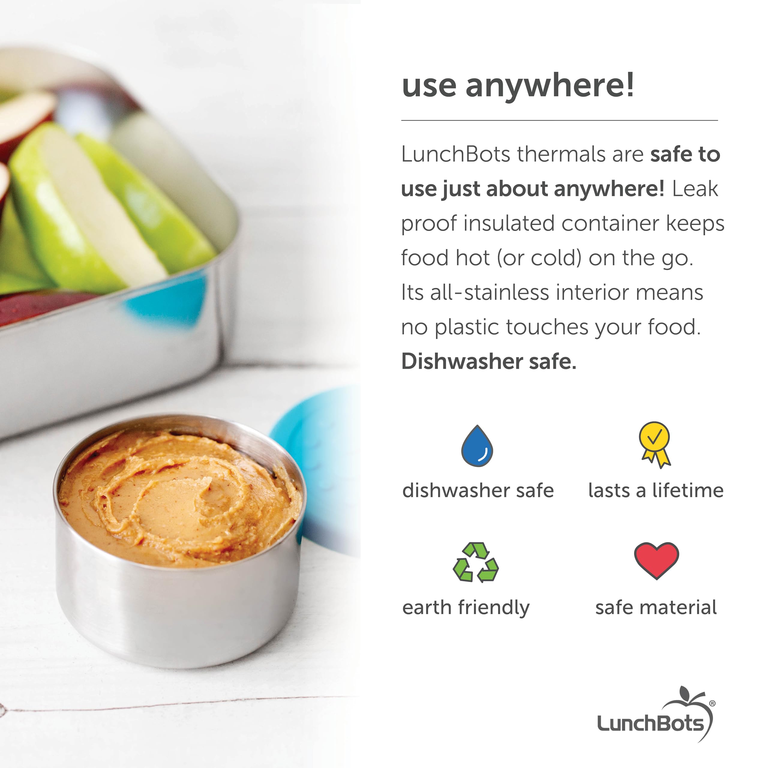 Lunchbots Tiny Dips Condiment Containers - Set Of 3 - Perfect Portion Cups - Spill Proof Lunch Box Sauce Container With Lid - Fo