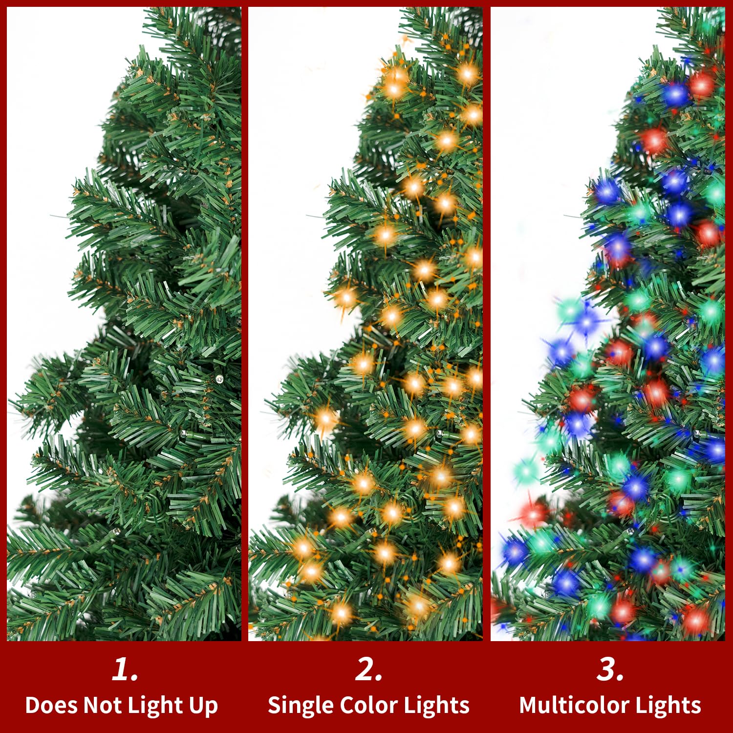 8FT Christmas Tree with Lights,Artificial Christmas Tree with 750 LED Lights and 2168 Branch Tips,Xmas Tree with Foldable Stand
