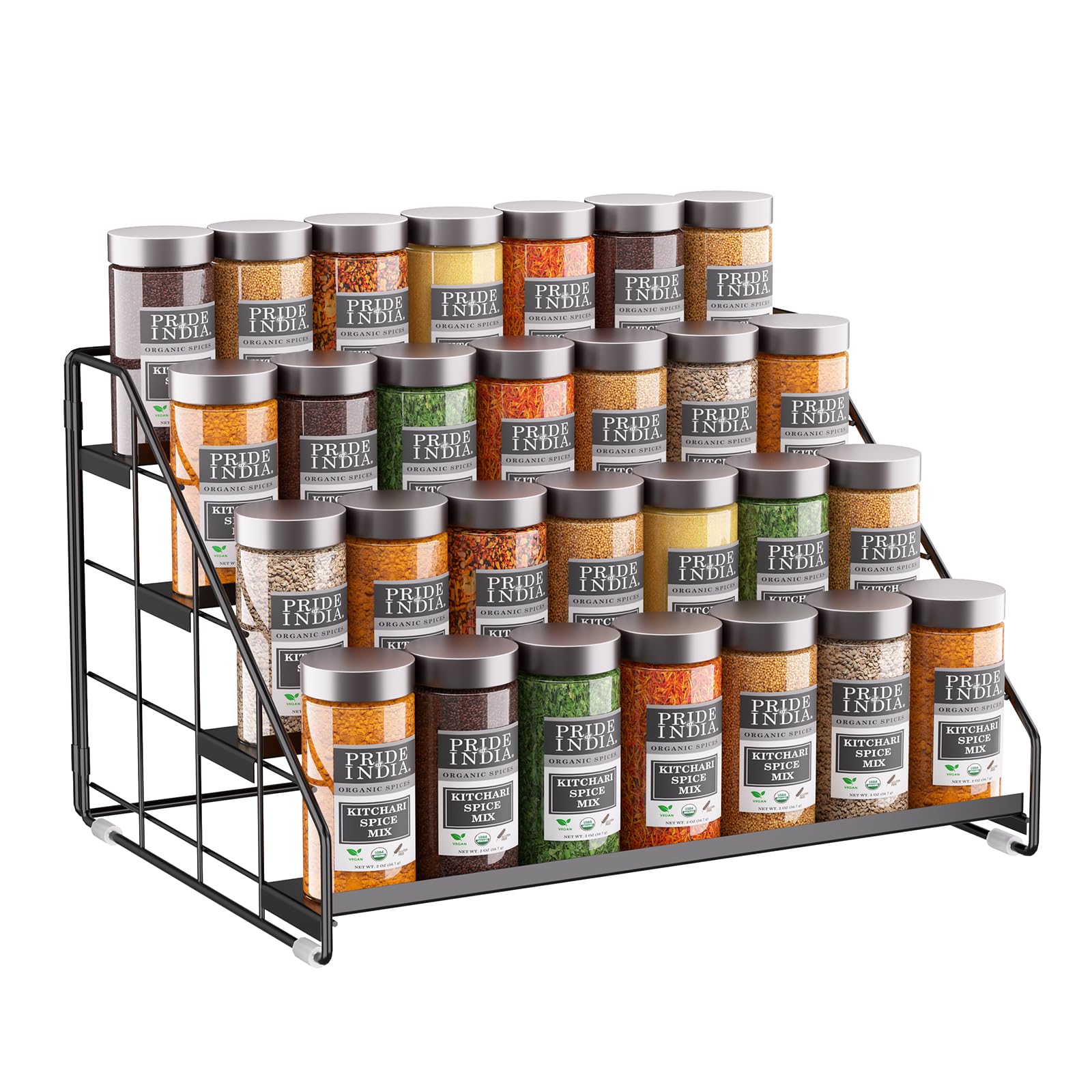 GIGIFTREE Spice Rack Organizer for Cabinet, 4 Tiered Spice Rack Organizer, Tiered Adjustable Spice Shelf for Kitchen Countertop 