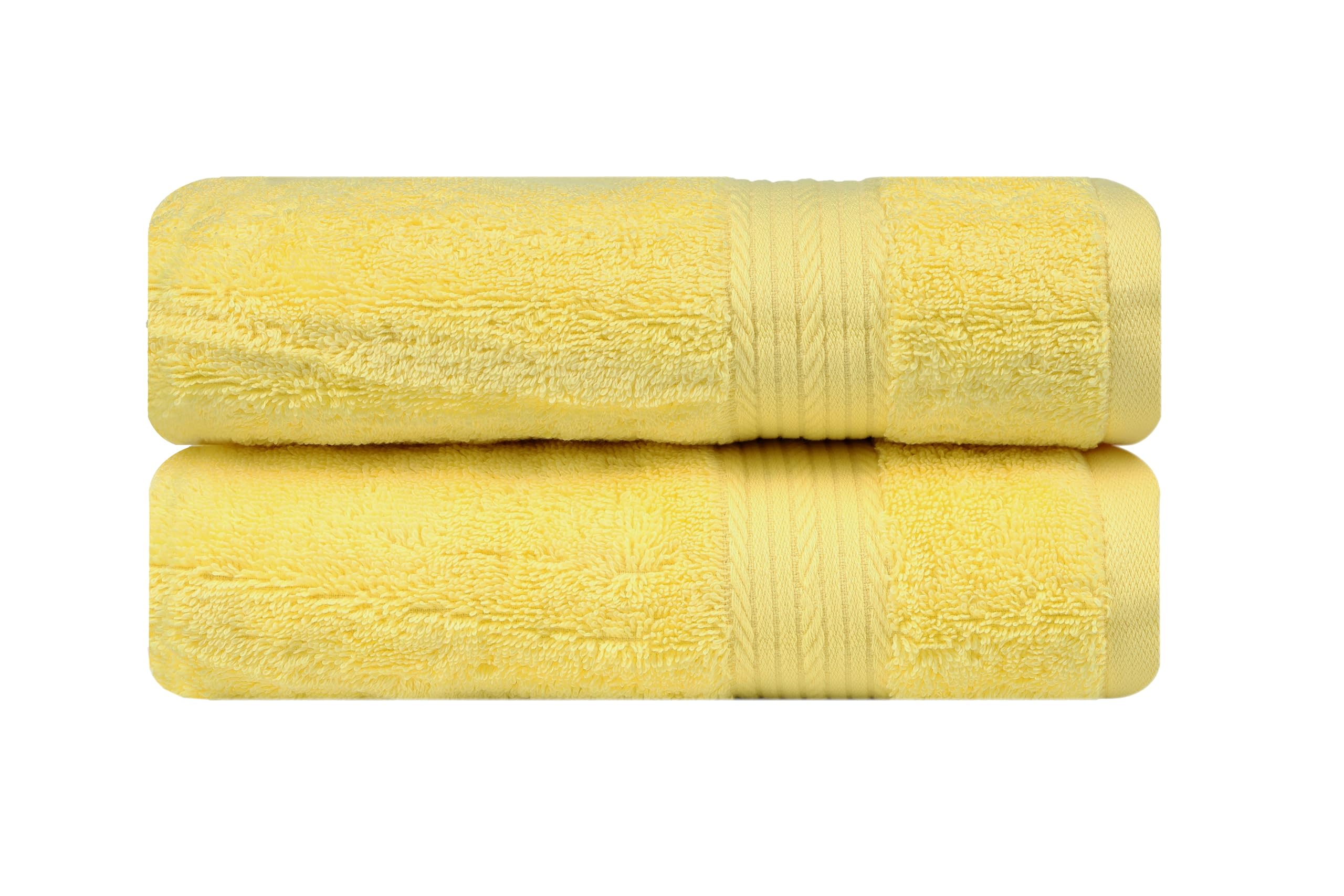 Ample Decor Bathroom Hand Towels 18 X 28 Inch 600 Gsm 100% Cotton, Highly Absorbent - 2 Pcs Yellow