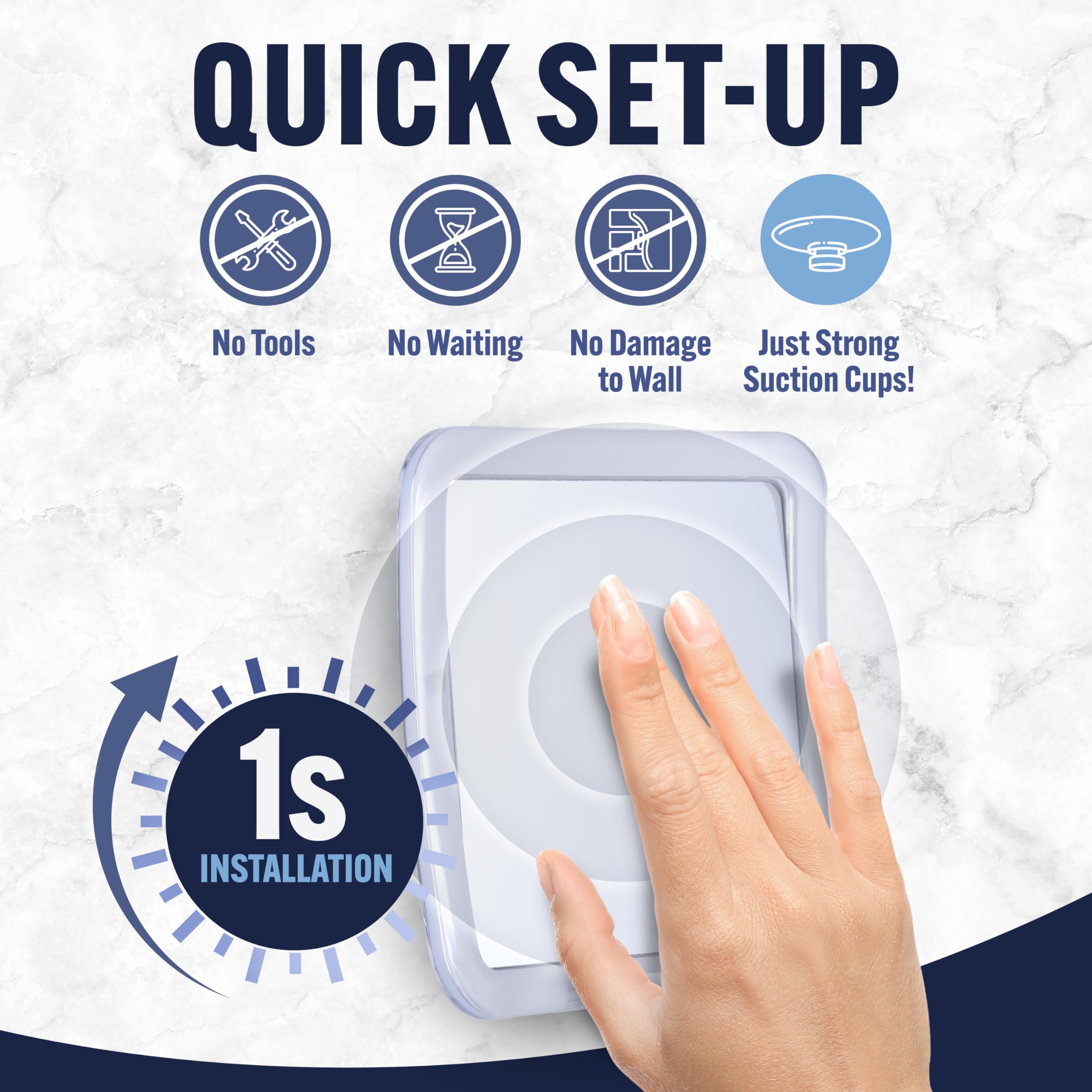 Small Travel Shower Mirror - Fogless Shower Shaving Mirror With Triple Suction Cups, Anti-Fog & Shatterproof Stick On Shave Mirr