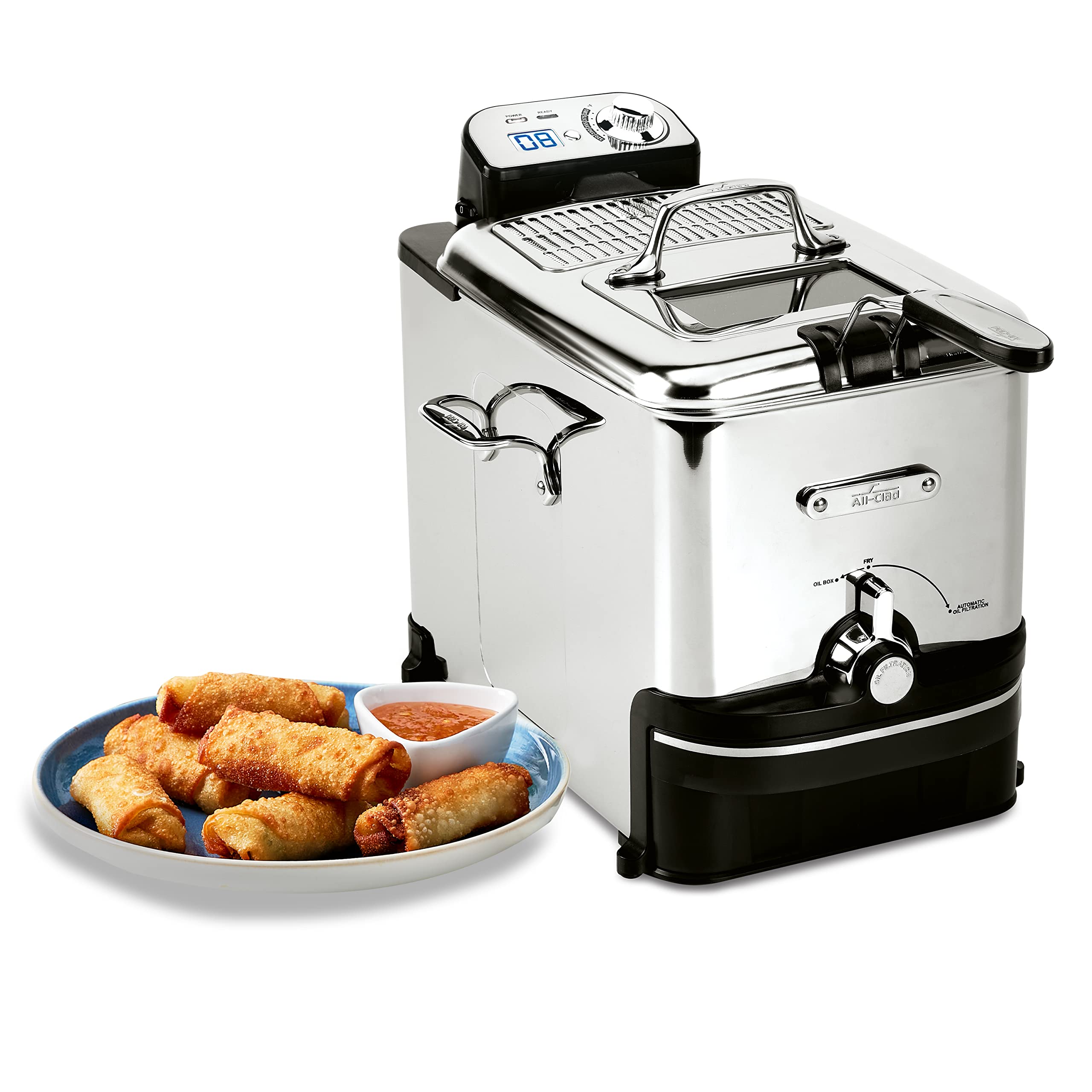 All-Clad Electrics Stainless Steel Deep Fryer With Basket 3.5 Liter Oil Capacity, 2.6 Pound Food Capacity 1700 Watts Dishwasher
