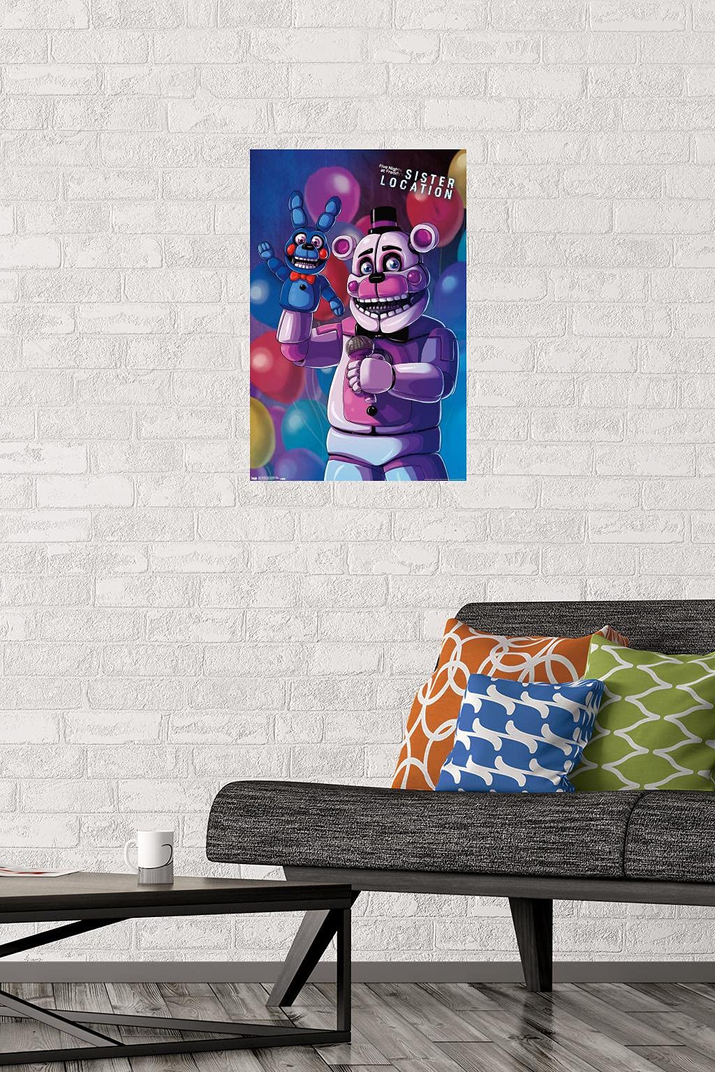 Trends International FNAF Sister Location Funtime Freddy Wall Poster, 14.725" x 22.375", Premium Poster & Mount Bundle
