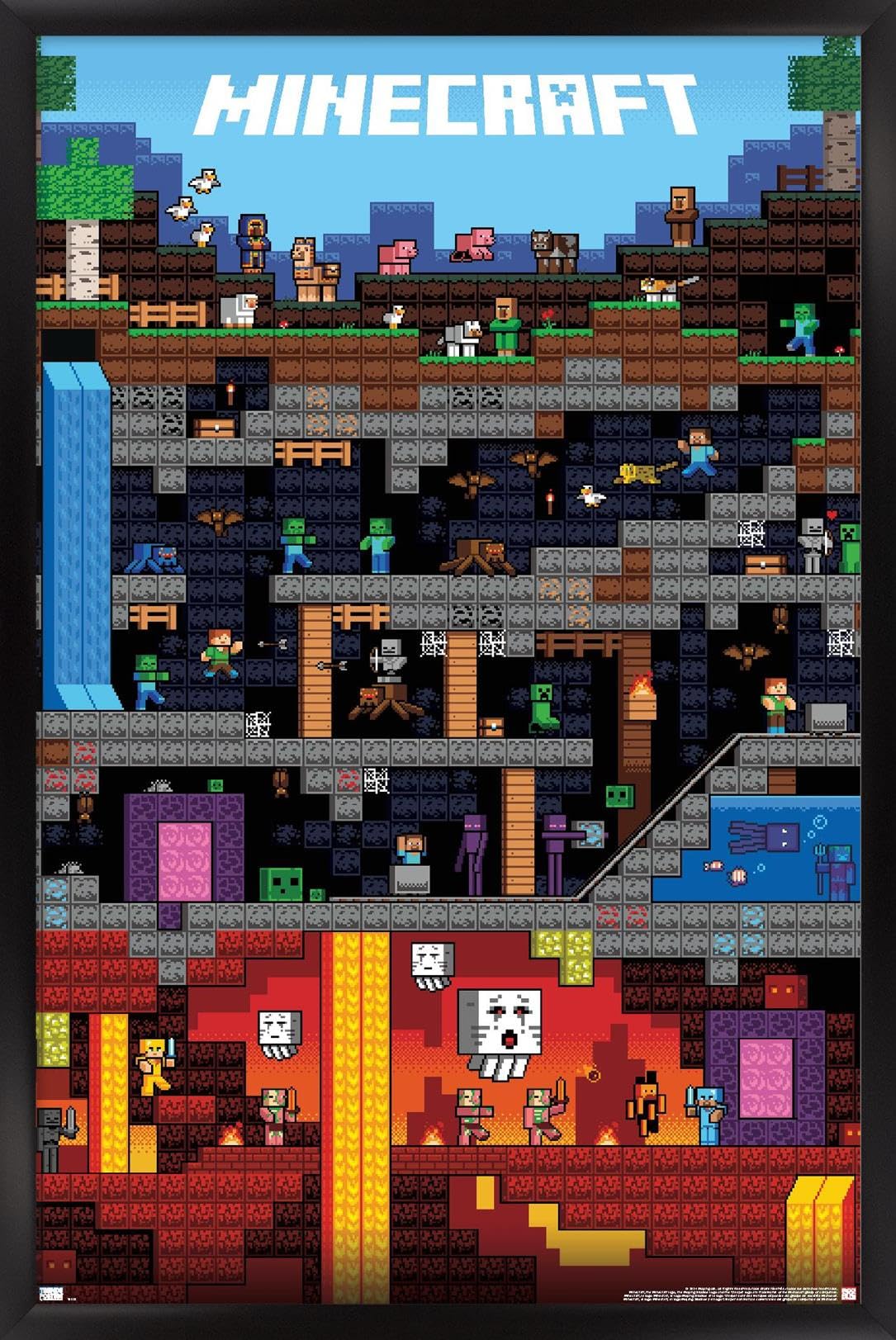 Trends International Minecraft - Worldly Wall Poster, 22.375'' X 34'', Black Framed Version
