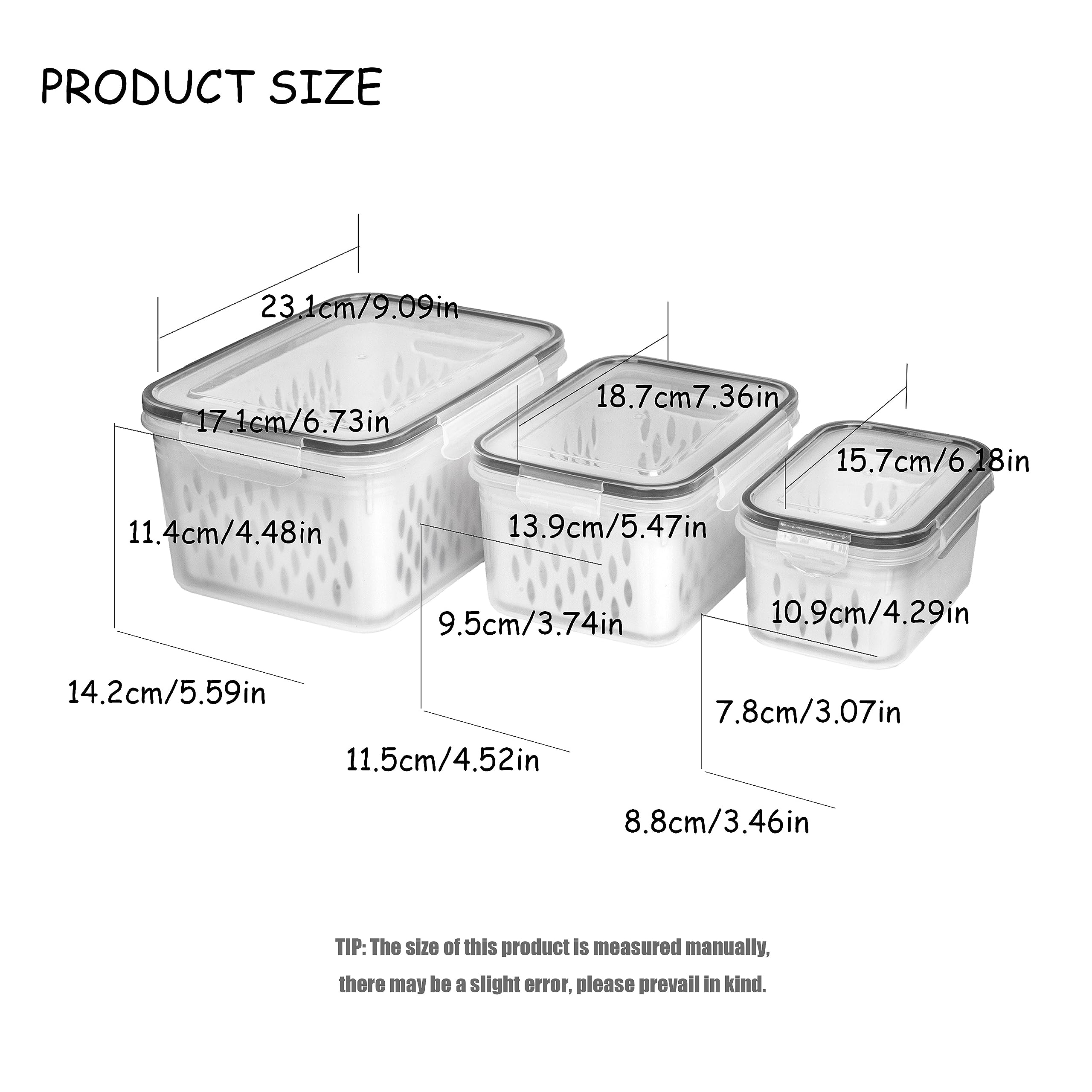 Koxxiamoq Fruit And Vegetable Storage Containers For Fridge, 6 Pcs/3 Sets Keep Fresh Produce Saver Containers Keeper, Food Stora