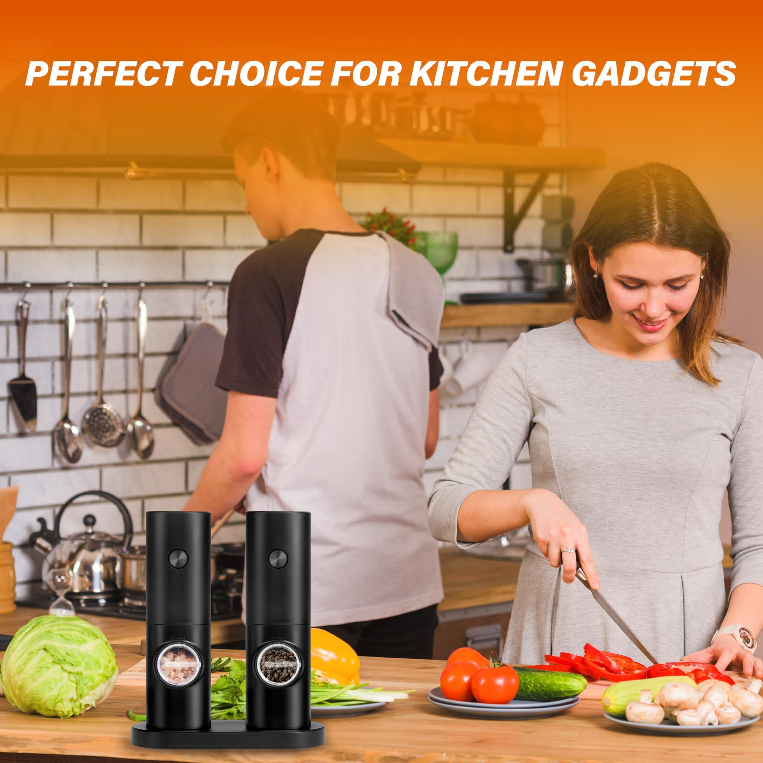Simple Deluxe Electric Salt and Pepper Grinder Set, Battery Powered, Adjustable Coarseness, 2 Pack, Black