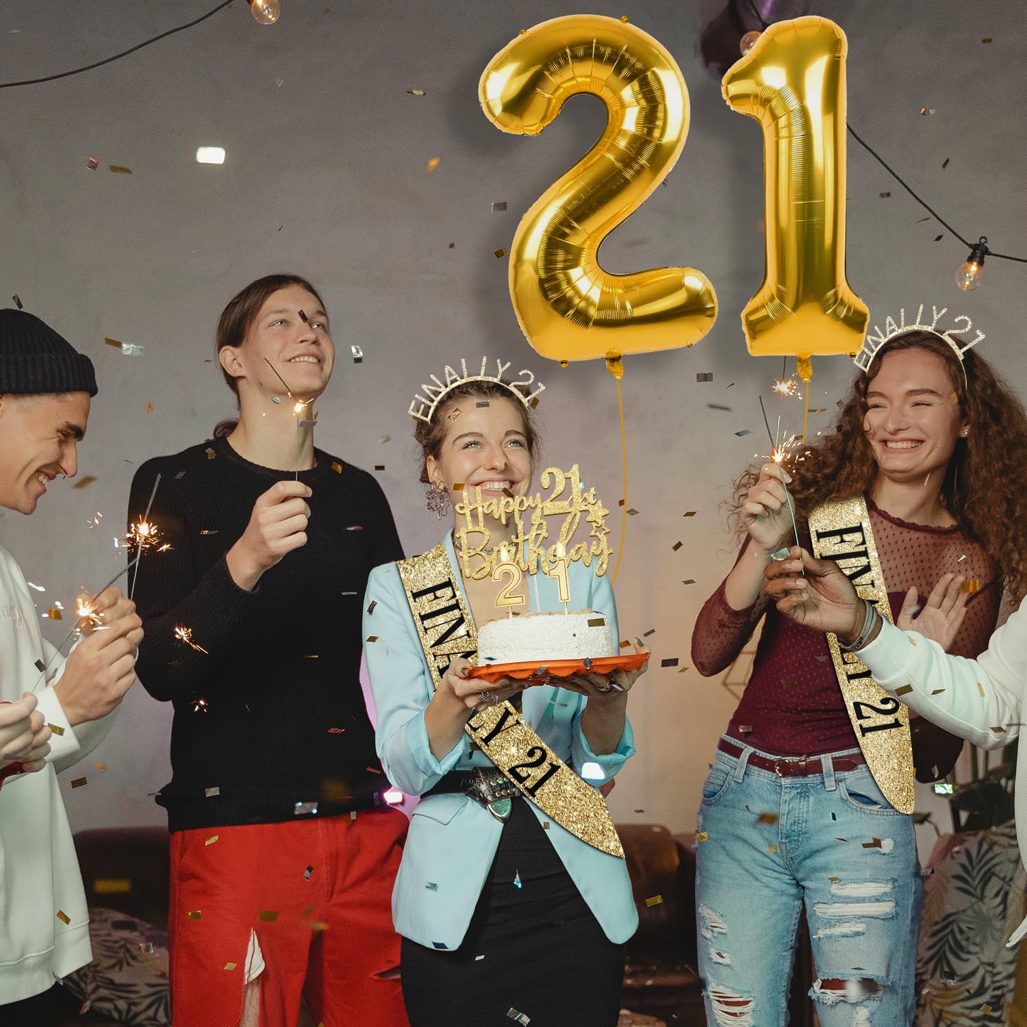 21St Birthday Decorations For Her Include 21St Birthday Sash And Rhinestone Finally 21 Headband / Tiara, 21 Birthday Candles And