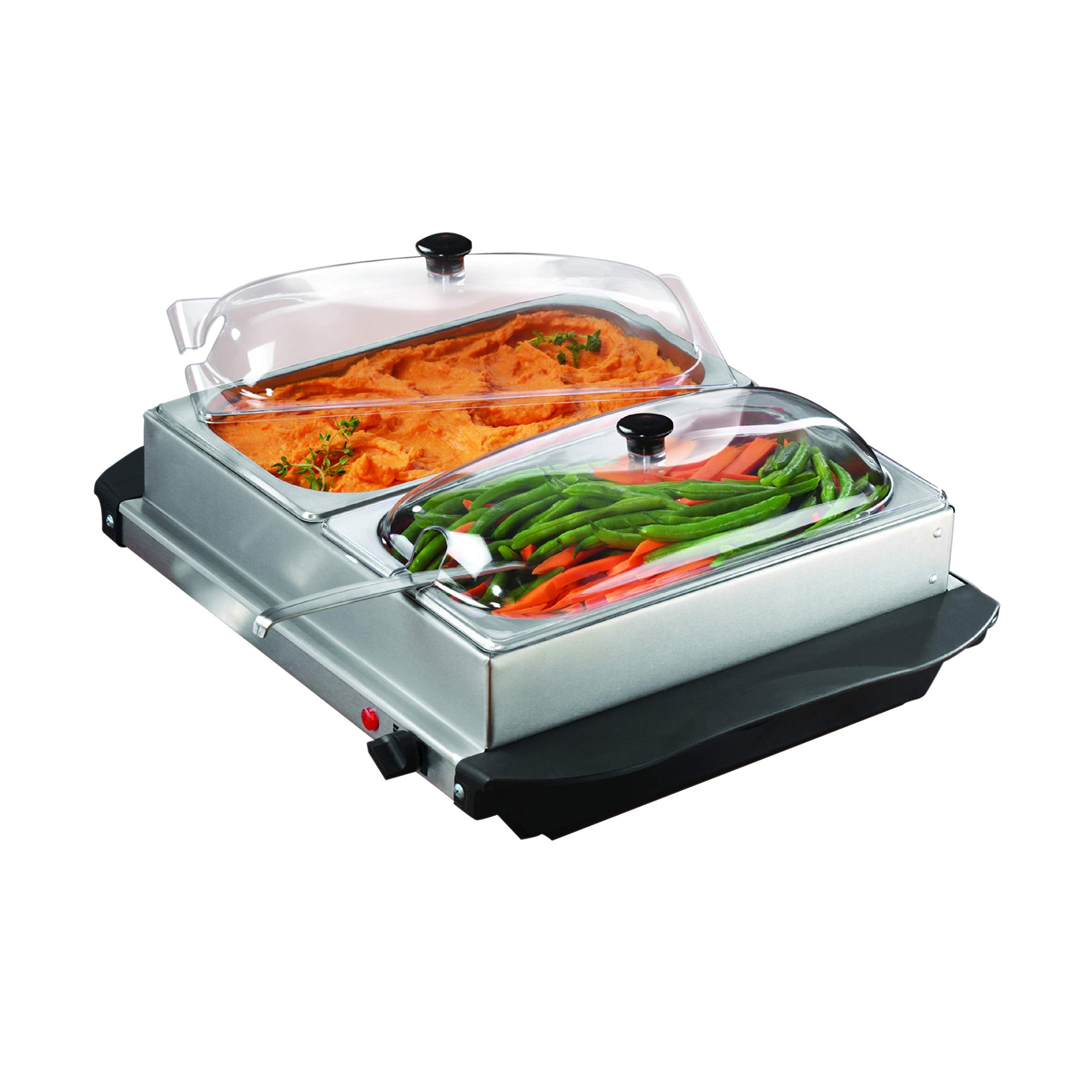 Brentwood 3-Quart 2 Pan Buffet Server and Warming Tray, Brushed Stainless Steel