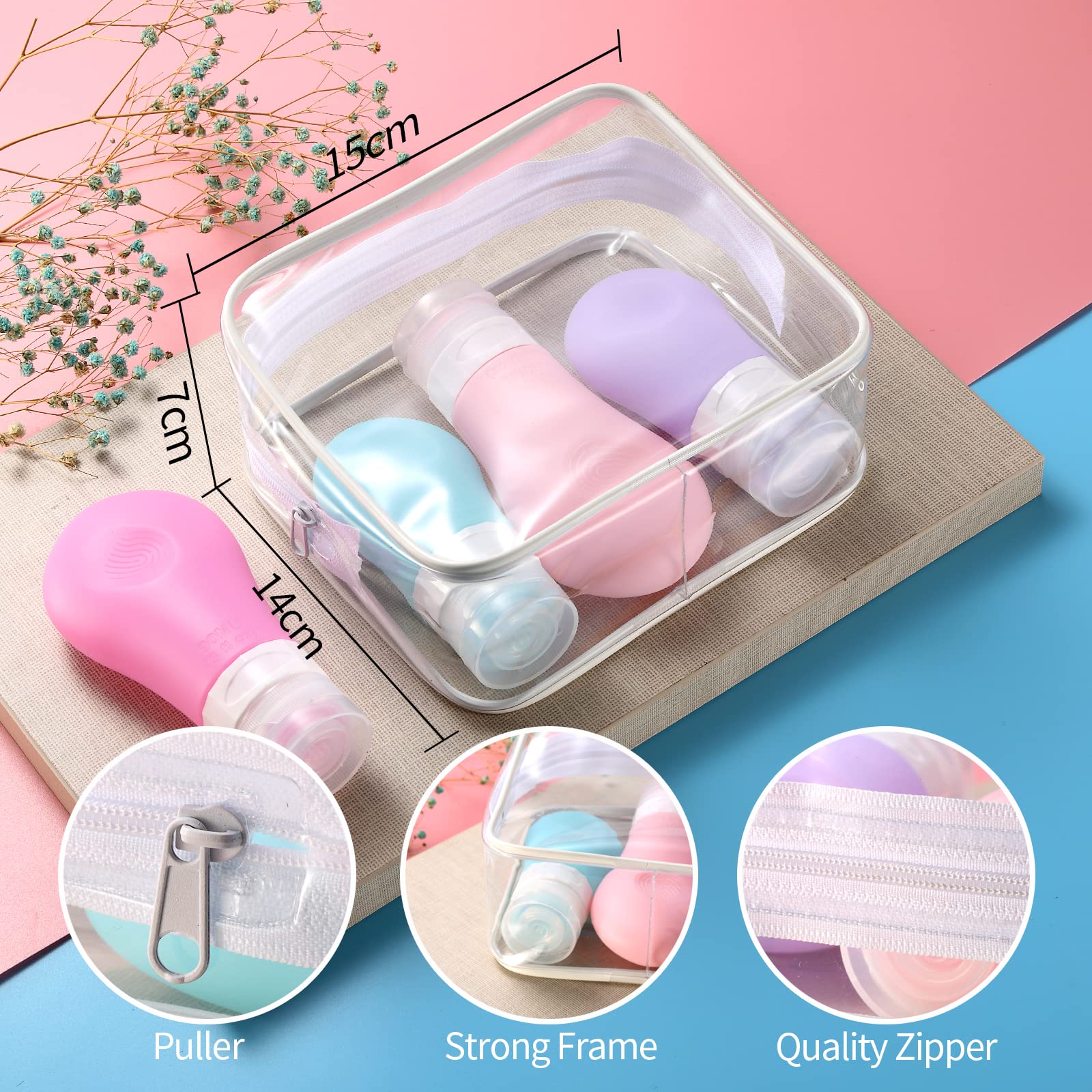 Gemice 16 Pack Travel Bottles Set For Toiletries, Tsa Approved Travel Size Containers Leak Proof Silicone Squeezable Travel Acce
