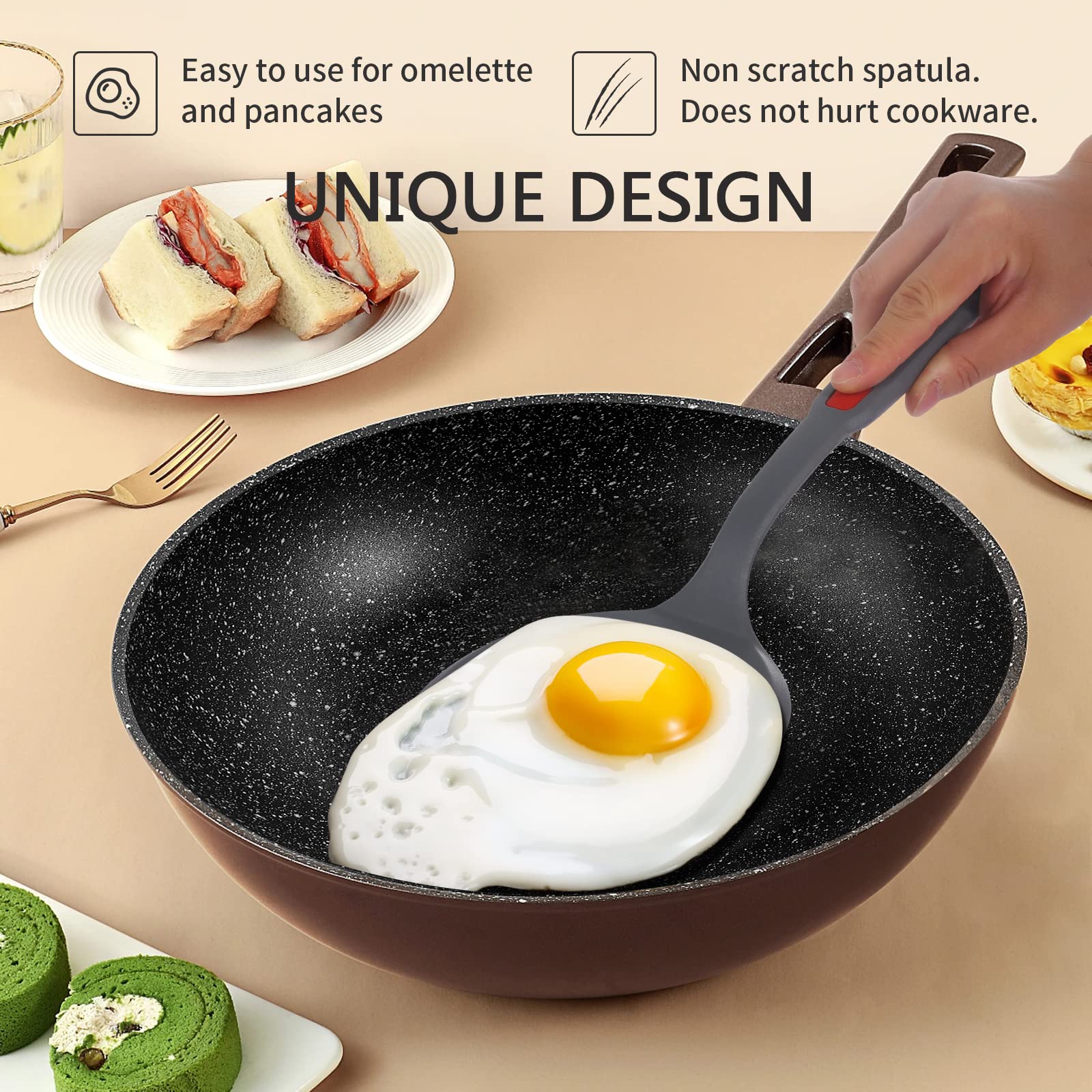 Hvanam Flexible Silicone Spatula Set For Nonstick Cookware Rubber Silicone Bpa-Free Heat Resistant Heavy Duty Kitchen Turner Lar