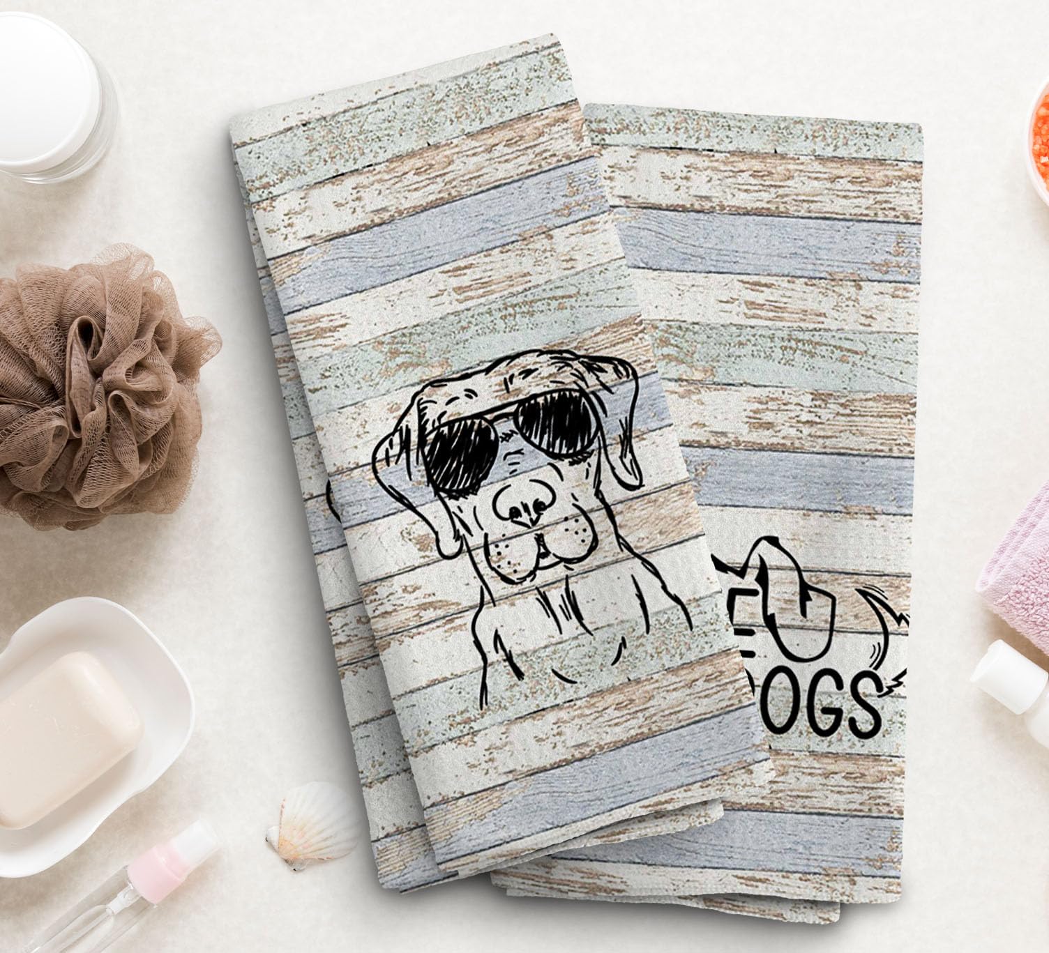 Noql Dog Kitchen Towels, Dog Hand Towels And Dishcloths Set Of 2, Dog Hand Towels, Dog Bathroom Decor, Dog Lovers Mom Gifts For