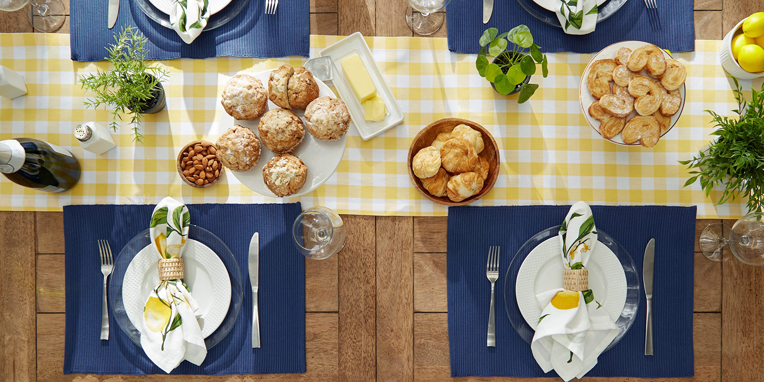 Dii Basic Everyday Ribbed Tabletop 100% Cotton, Placemat Set, 13X19, Nautical Blue, 6 Piece