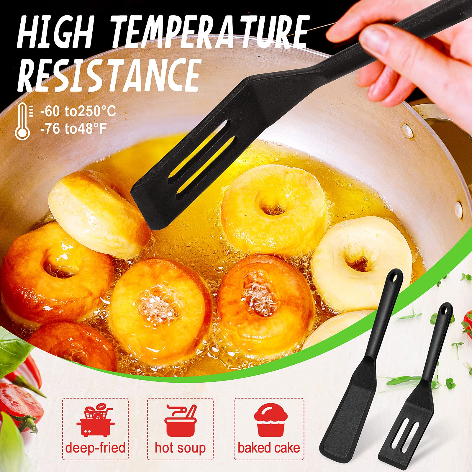 2 Pieces Mini Brownie Serving Spatula Set, Flexible Nonstick Silicone Serve Turner Slotted Cookie Spatula Silicone Square Spatul