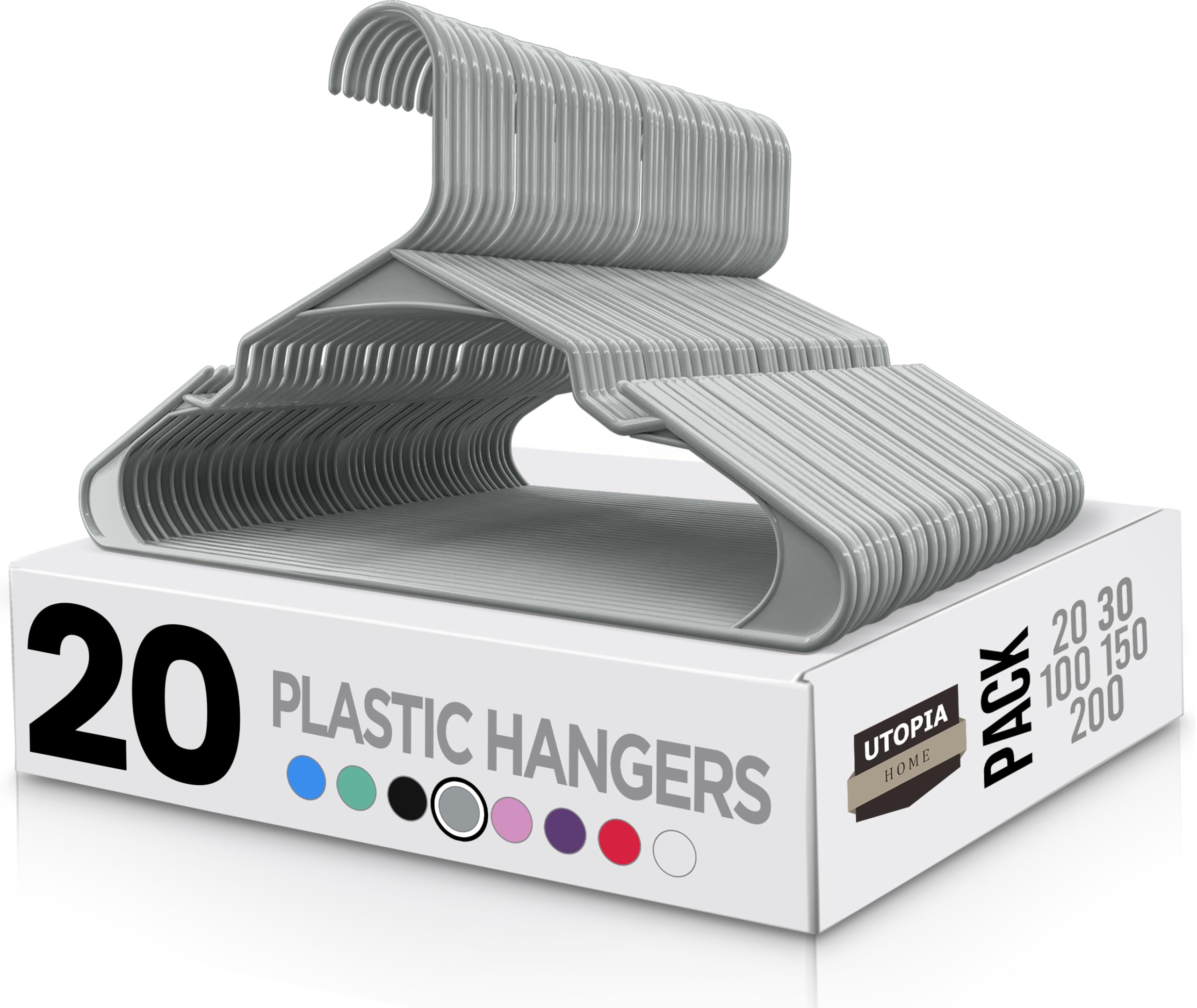 Utopia Home Plastic Hangers 20 Pack - Perfect Space Saving Clothes Hanger - Durable and Strong - Perfect Closet Organizers with 