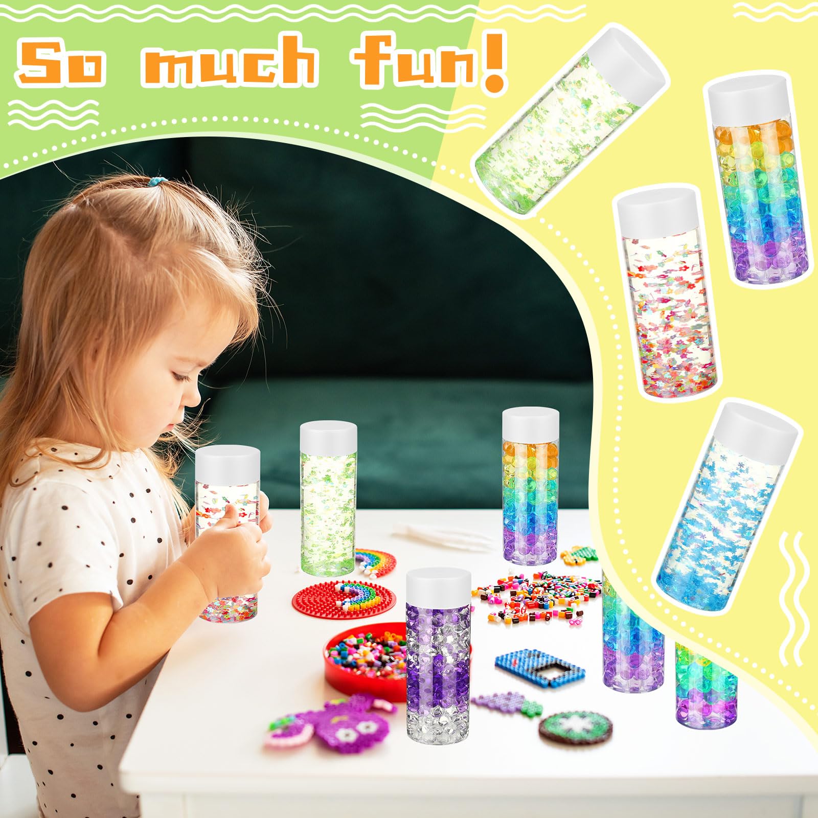 Hoolerry 16 Pcs Empty Plastic Sensory Bottles with Lids Round Clear Plastic Water Bottles Reusable Sensory Bottles for Sensory C