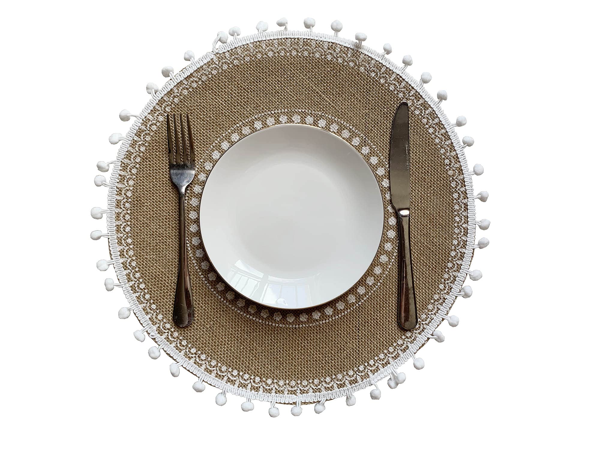 Capasin Round Placemats Set Of 4, Dining Winter Modern Dinner Braided Beige Boho Round Table And Fall Circle Placemats Boho Runn