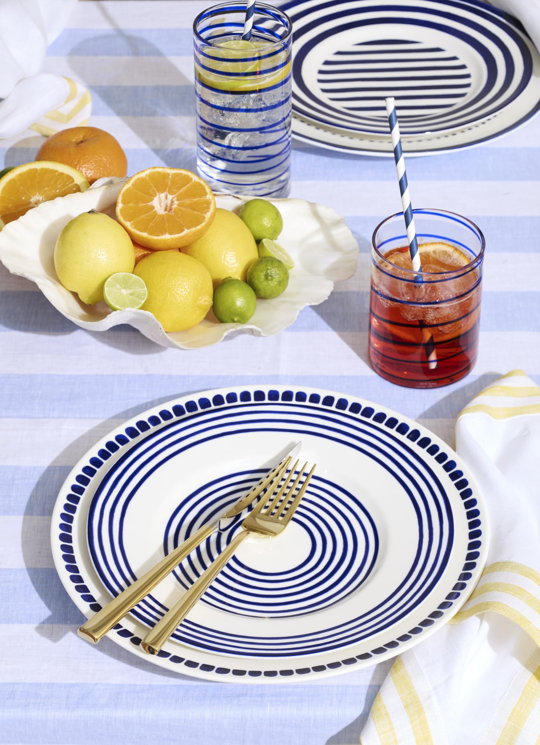 Kate Spade New York Charlotte Street 2-Piece Highball Glass Set, 1 Count (Pack Of 1), Blue
