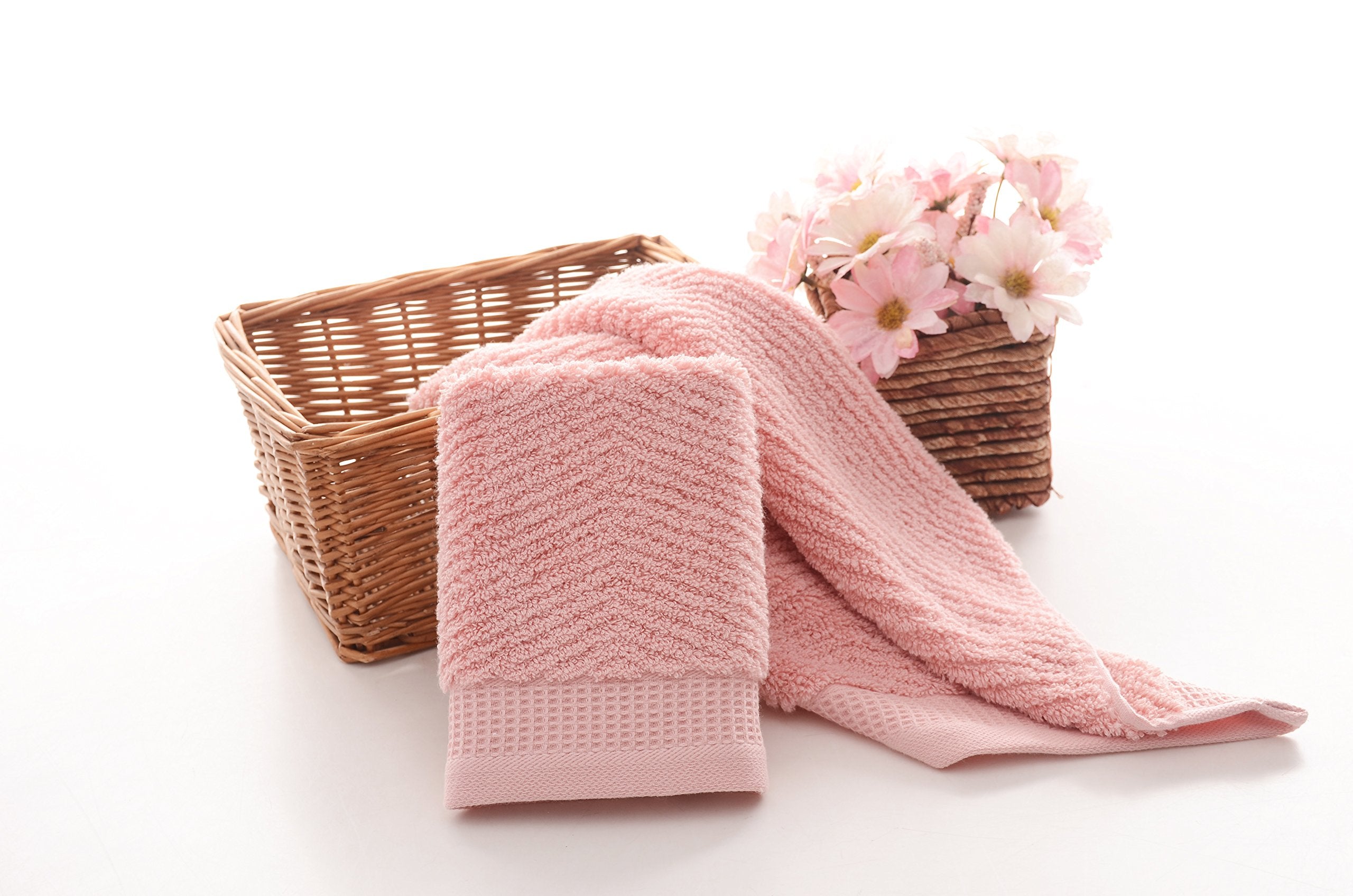 Leisofter Decorative Cotton Hand Towels For Bathroom Clearance With Hanging Loops(Pink, 2-Pack, 14'' X 29'')