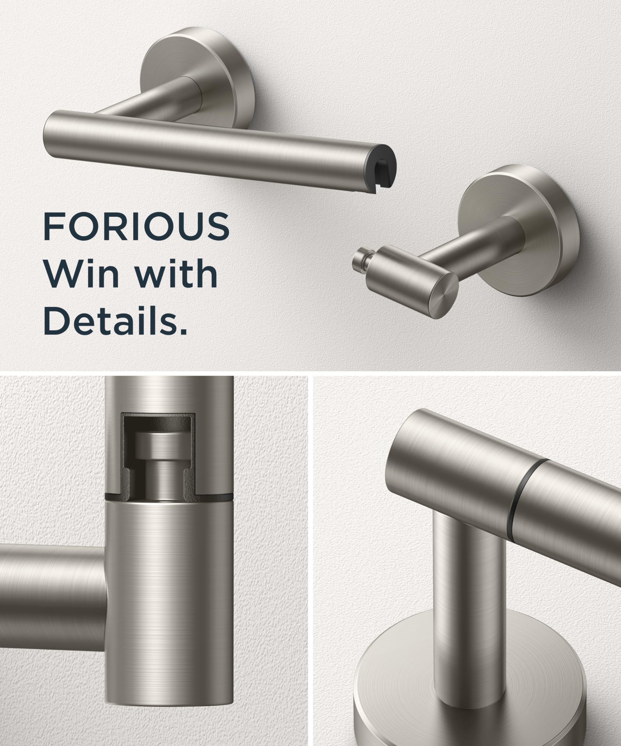 FORIOUS Brushed Nickel Toilet Paper Holder Wall Mount  Bathroom Toilet Paper Holder Brushed Nickel SUS 304 Stainless Steel  Double Post Pivoting Toilet Paper Roll Holder for Bathroom RV